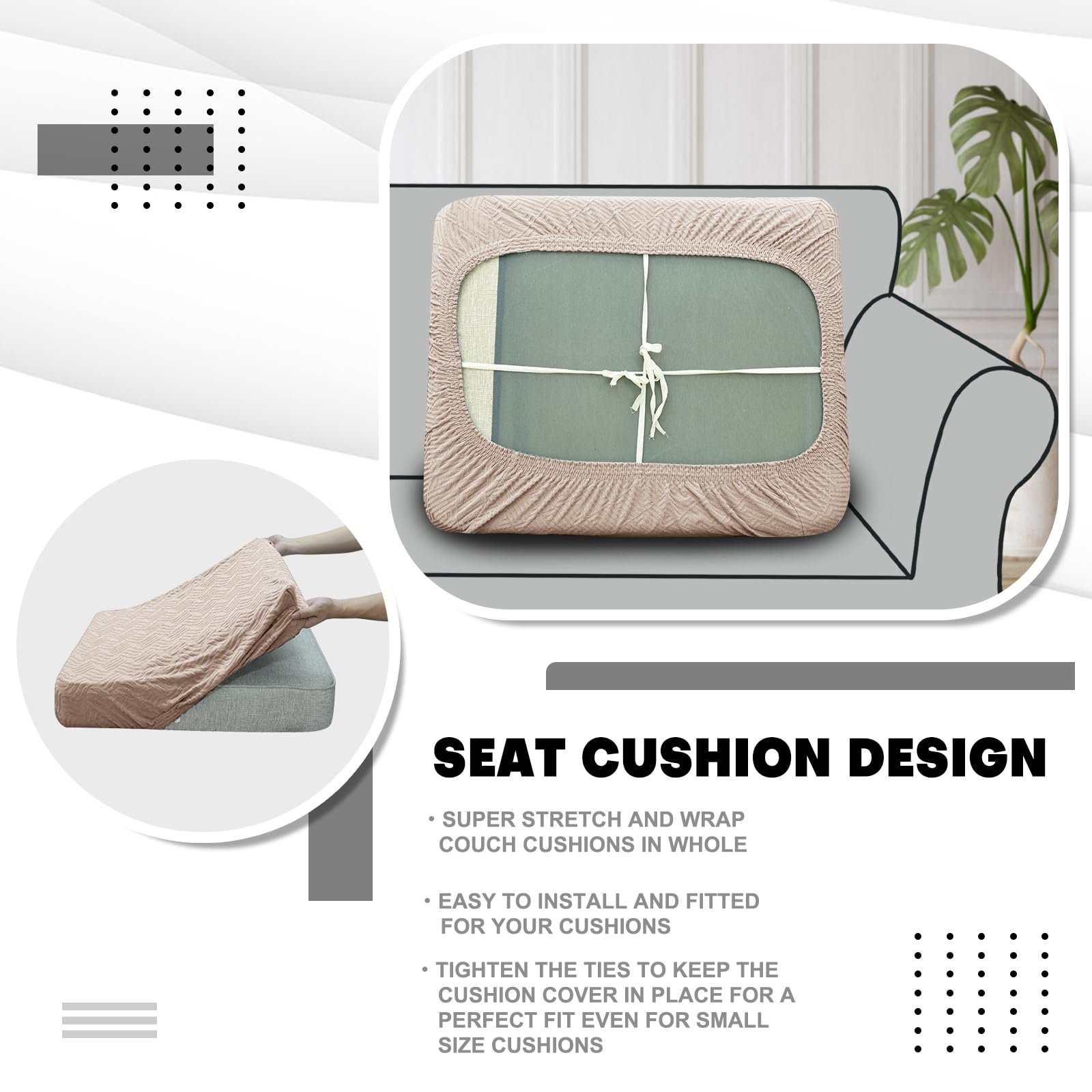CHELZEN Stretch Sofa Seat Cushion Cover, Fitted Sofa Cushion Slipcovers, Couch Cushion Covers - Image 3