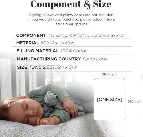 Miniatura 5 de DAEGU1988HOME Colcha y manta 100% algodón con estampado para bebés y niños pequeños, de 39.4 x 51.2 pulgadas, fabricada en Corea, multiusos, alta