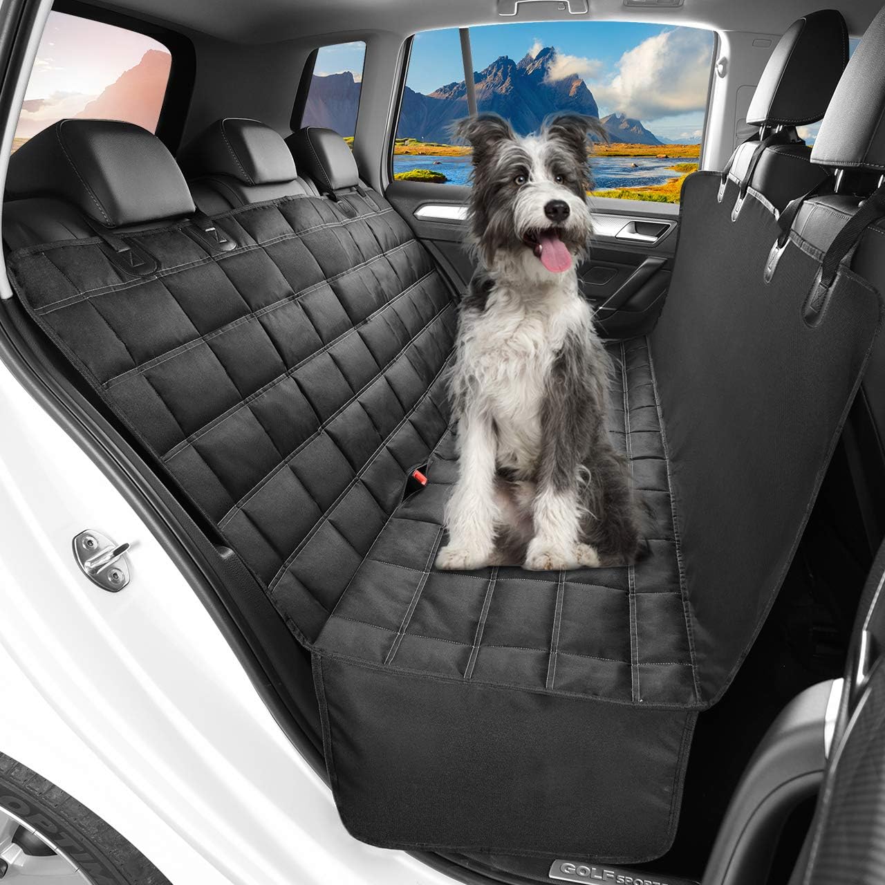 Hopidogie Dog Car Seat Cover 4-in-1, 100% Waterproof Dog Hammock for Car Back Seat, Scratchproof Nonslip Back Bench Cover for Pets Machine Washable Durable Universal fits Trucks SUVHopidogie Dog Car Seat Cover 4-in-1, 100% Water…