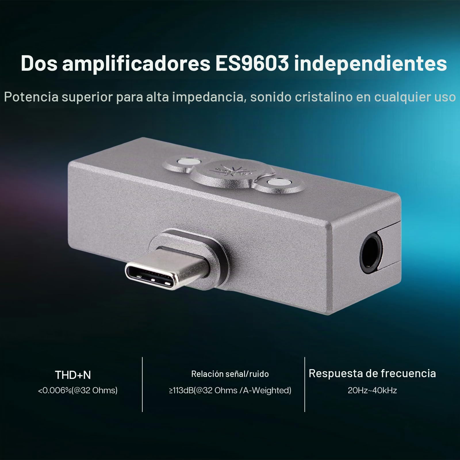 Linsoul Kiwi Ears Allegro Pro DAC/AMP mejorado de Auricular IEM, Salida USB C a 3.5/4.4mm Soporta PCM hasta 32bit/384kHz DSD128/DSD64, Amplificadores duales ES9603 para Smartphones/PC/Laptops