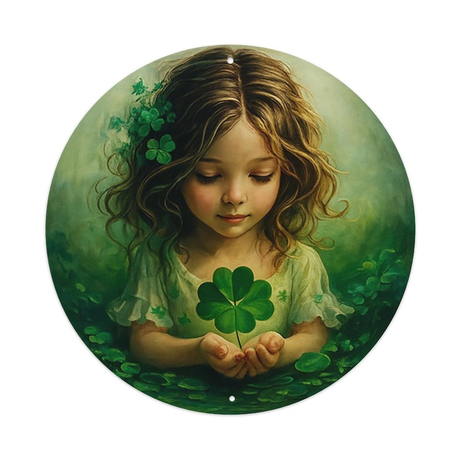 Jdyansheng Girls Vintage Holding Green Clover Leaf Tin Sign Metal Poster Metal Signs For Home Man Cave Bar Cafe Kitchen Laundry Room Wall Decorations 8X8 Inches