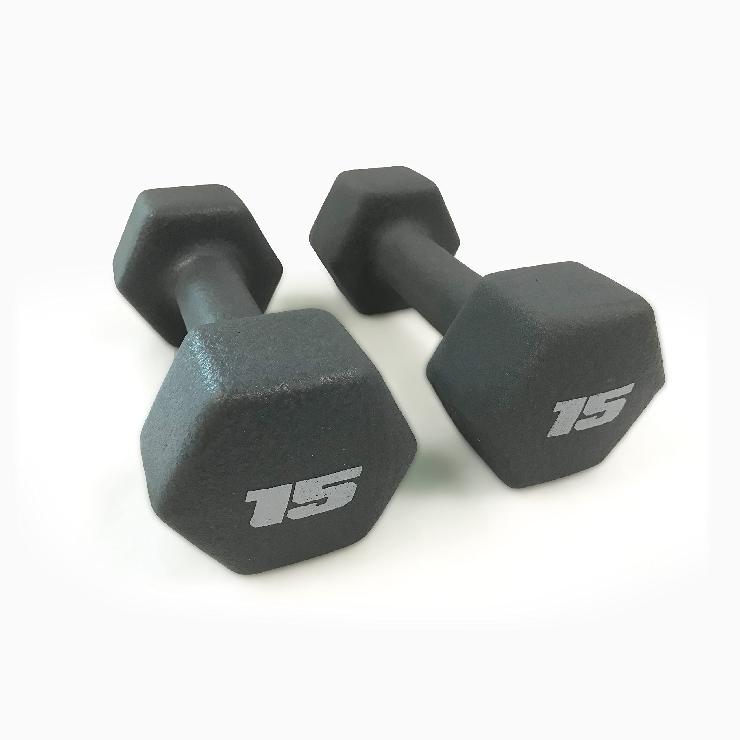 CAP Barbell Neoprene Dumbbell Weights, 15 lb Pair, Ash