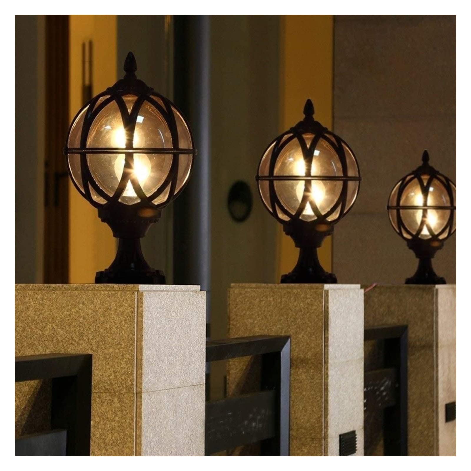 Lampada da cortile Lampada a colonna antipioggia Paesaggio tradizionale Lampada a colonna da esterno impermeabile Lampada a colonna Globo di vetro Lanterne a palo Cortile Lampione da giardino Lampada