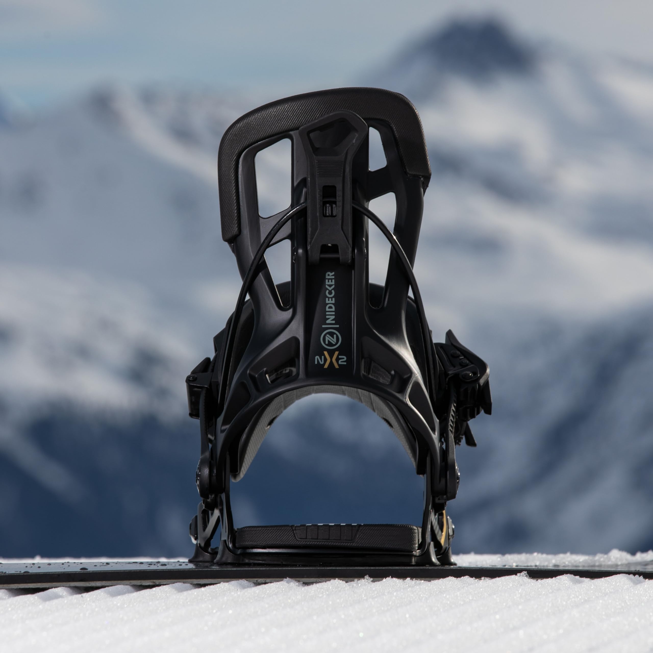 Fixations de Snowboard Nidecker Flow NX2 All-Mountain Power avec Plaque de Base en Aluminium et Sangle Fusion