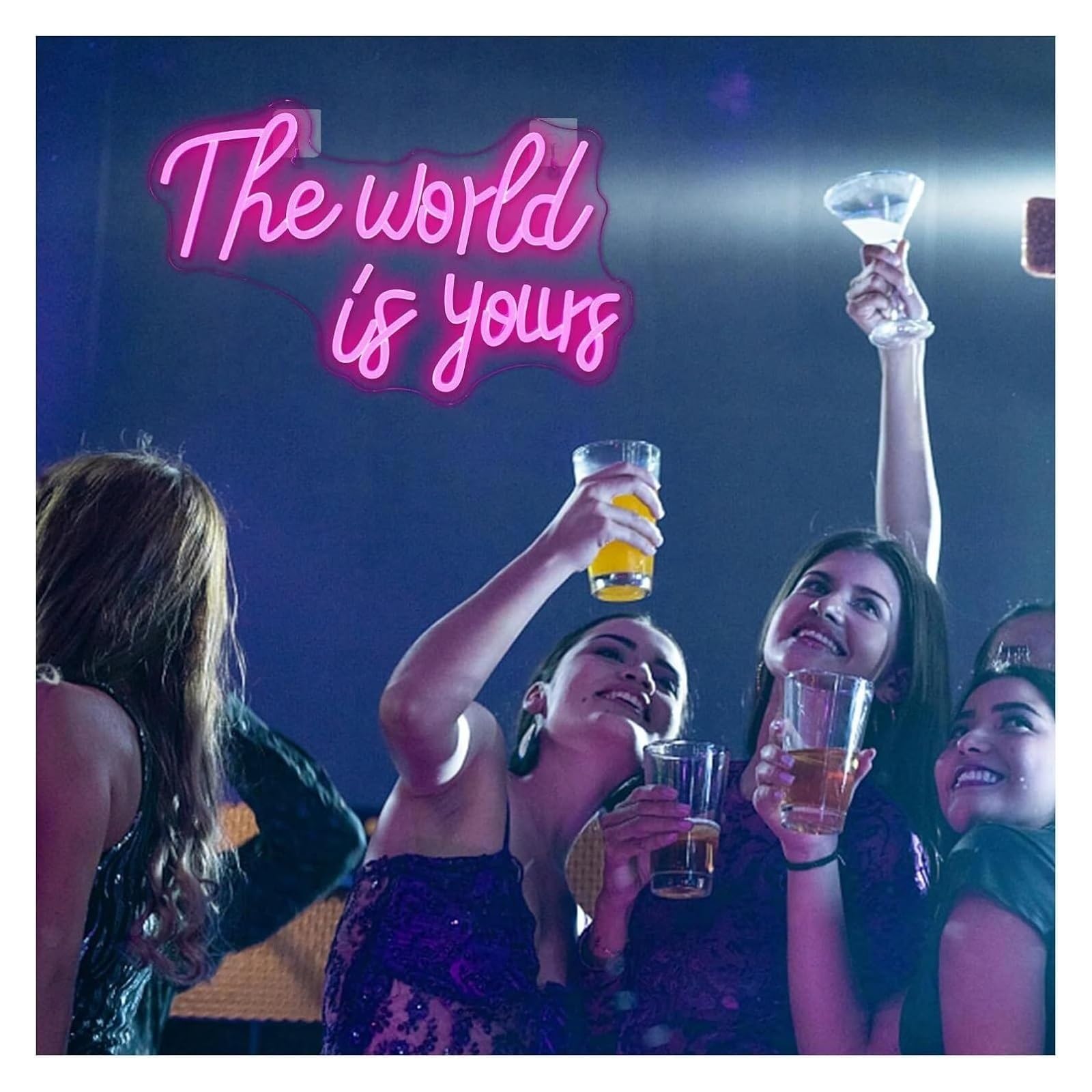 Luce al neon Insegne al neon per te, per me e per Il mondo è per tuo Luci LED Insegna per Stanza Festa Bar Lampade natalizie(Rosa,A)