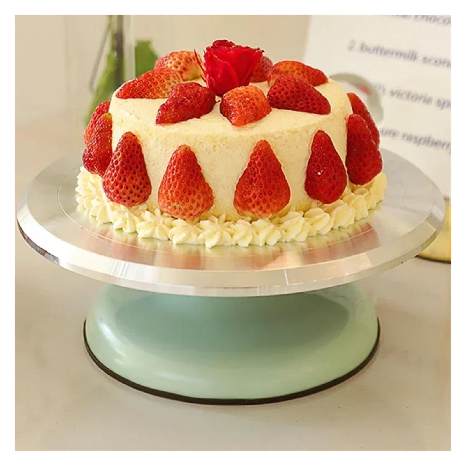 Tocadiscos de aluminio de 12 pulgadas para tartas de cumpleaños, mesa de plástico y flores de Ceic para decoración de pasteles y decoración de pasteles