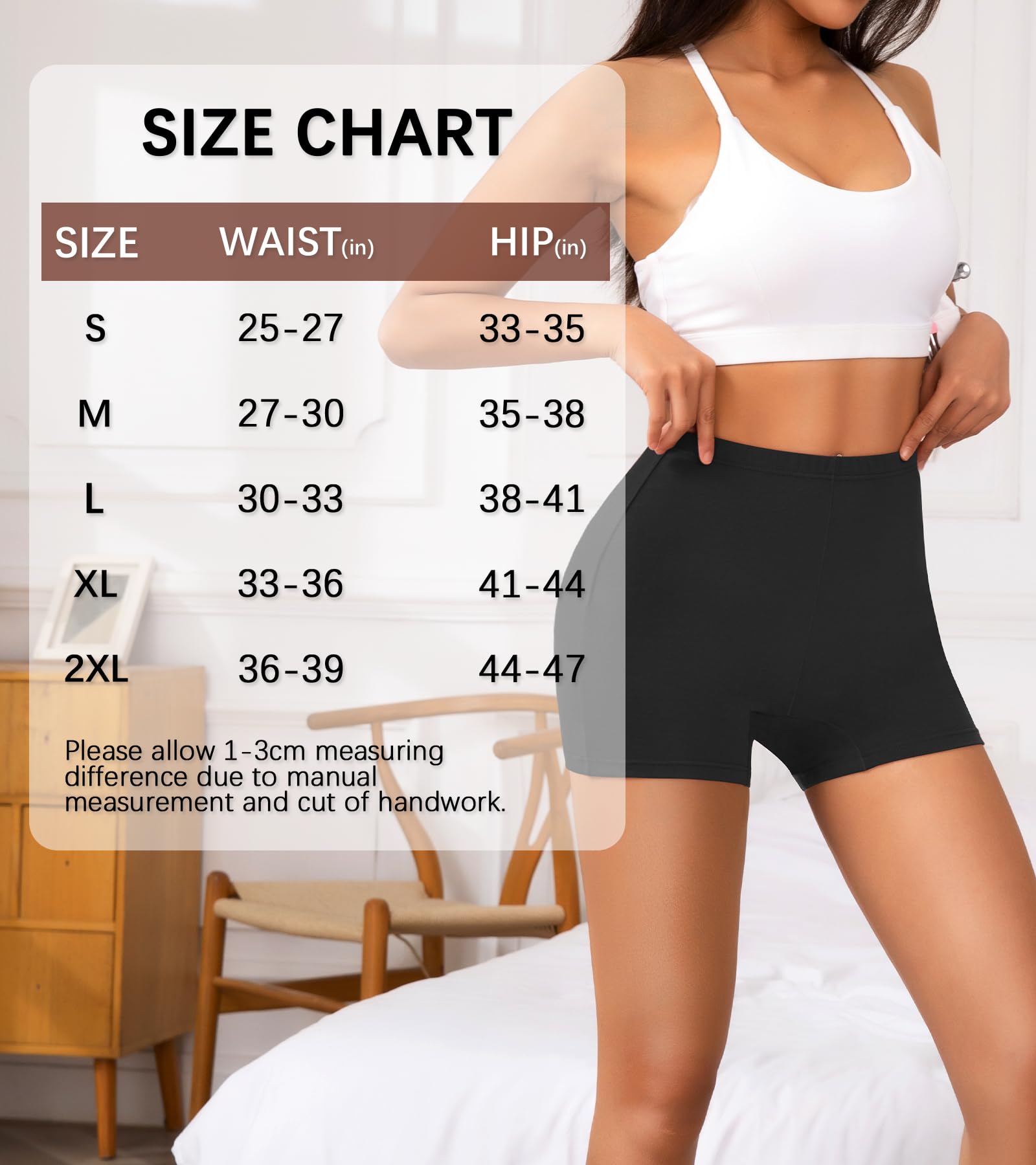 J-pone Boxer da donna a vita alta, in cotone, a copertura completa, elasticizzati, confezione multipla