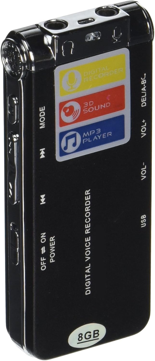 Multifunctional Voice Recorder Portable Rechargeable Digital Audio Dictaphone MP3 Player (8GB)