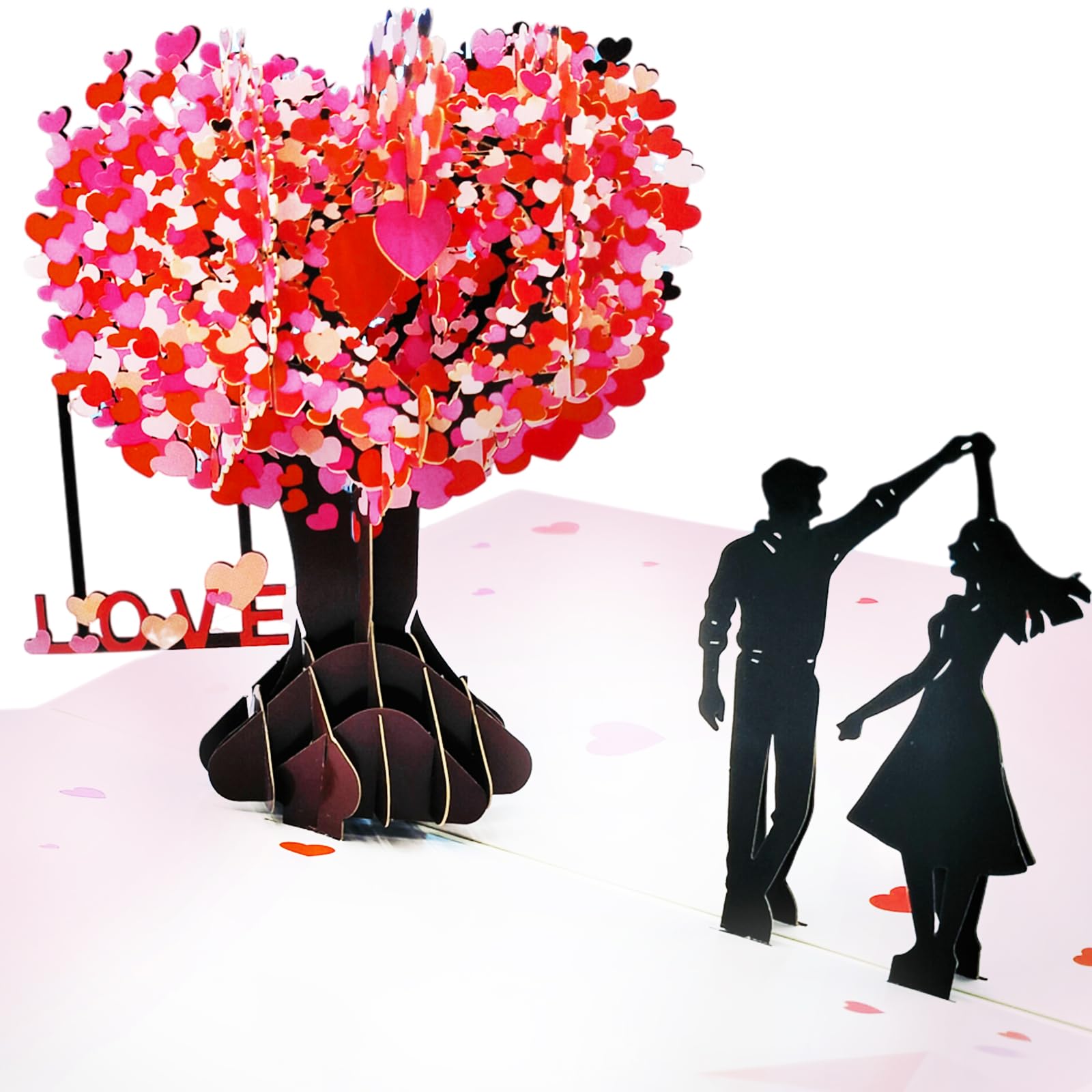 Tarjeta de aniversario 3D desplegable, tarjeta del día de San Valentín para ella, él, esposa, pareja, marido, boda, tarjetas de árbol de amor de 6 x 8 pulgadas, incluye sobre y etiqueta para