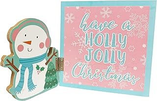 Christmas Wooden Folding Screen MDF Glitter Table Mantel Centerpiece Decoration 6