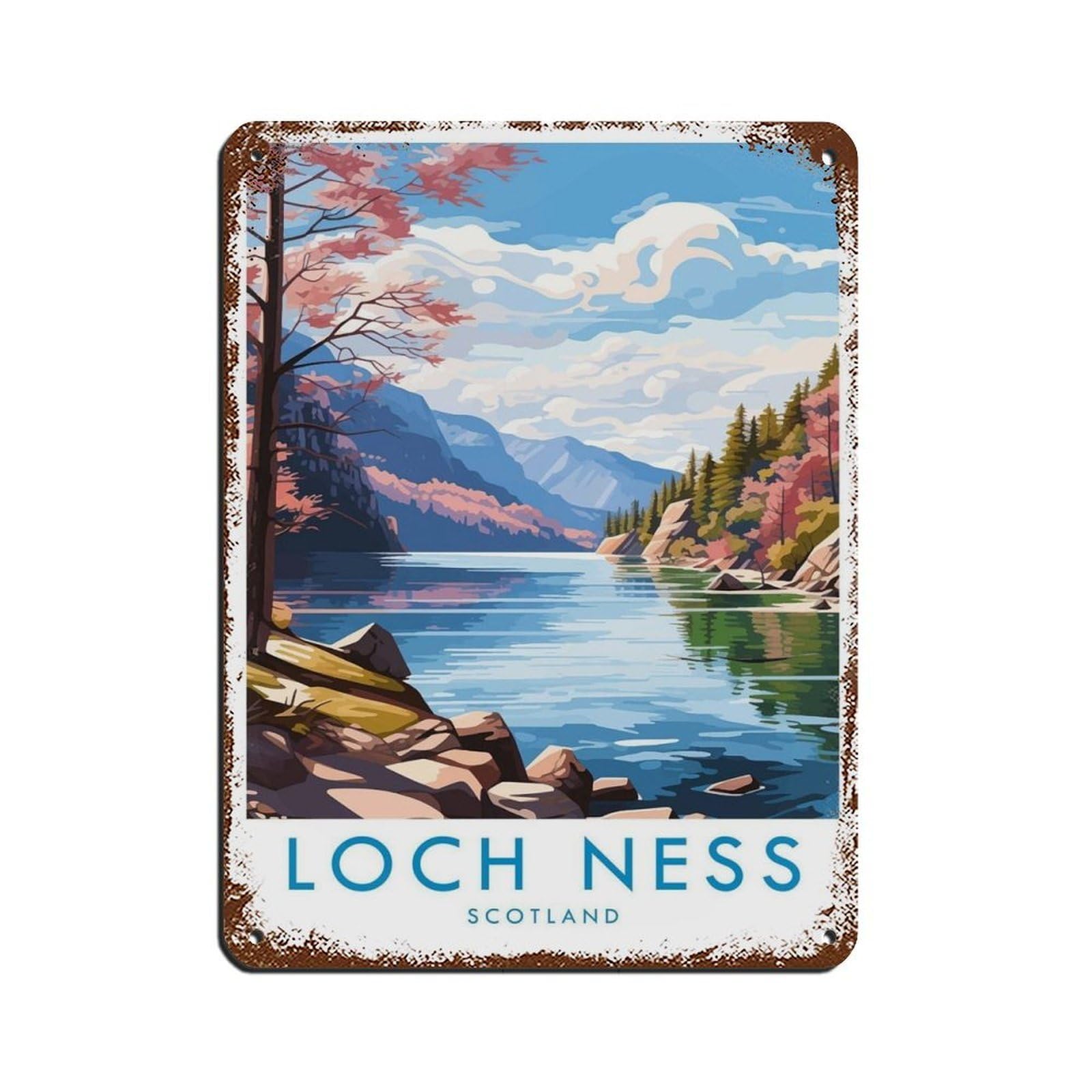 Loch Ness Travel,Scotland Travel Decor Retro Poster Metal Tin Sign Chic Art Retro Iron Painting Bar People Cave Cafe Family Garage Poster Wall Decoration 12x16inch(30x40cm)