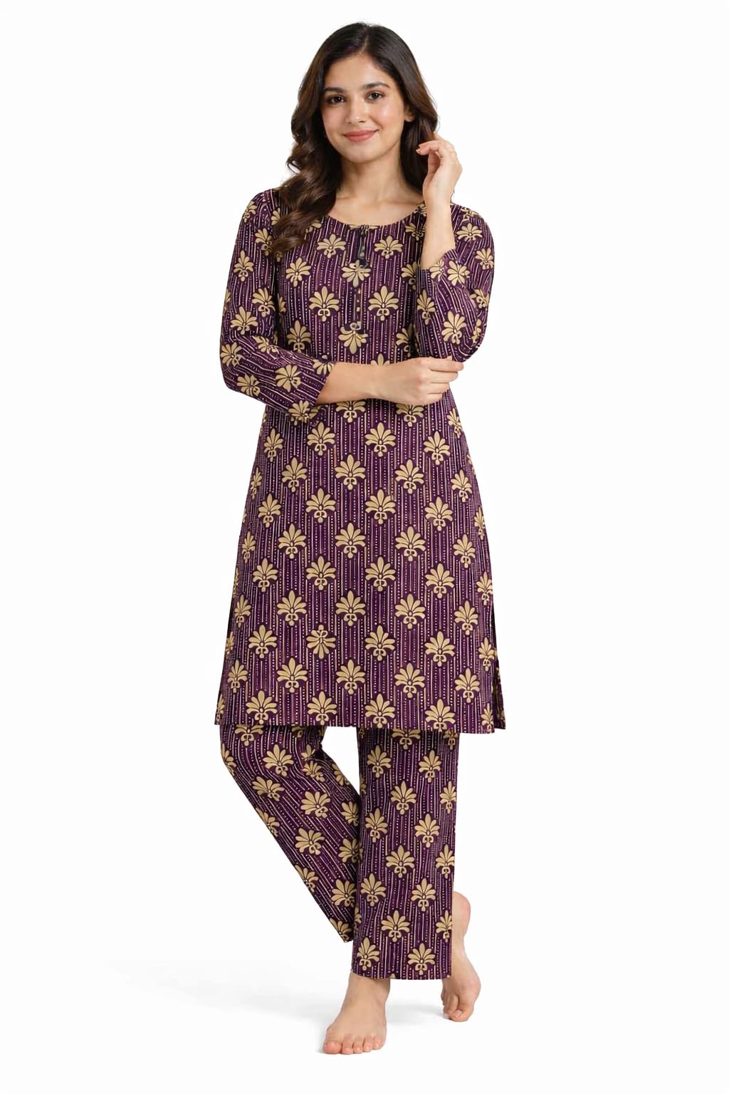S.P. Collection's Women Printed Cotton Suit Set | 3/4 Sleeve Co-ord Set | Soft Comfortable Lounge Wear for Daily Home & Office Wear-picture-24