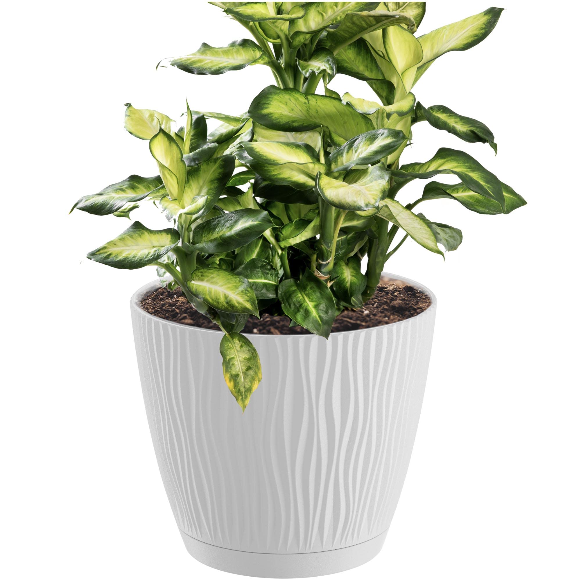 Pot de fleurs rond SANDY P 0,6L - Blanc élégant pour jardin