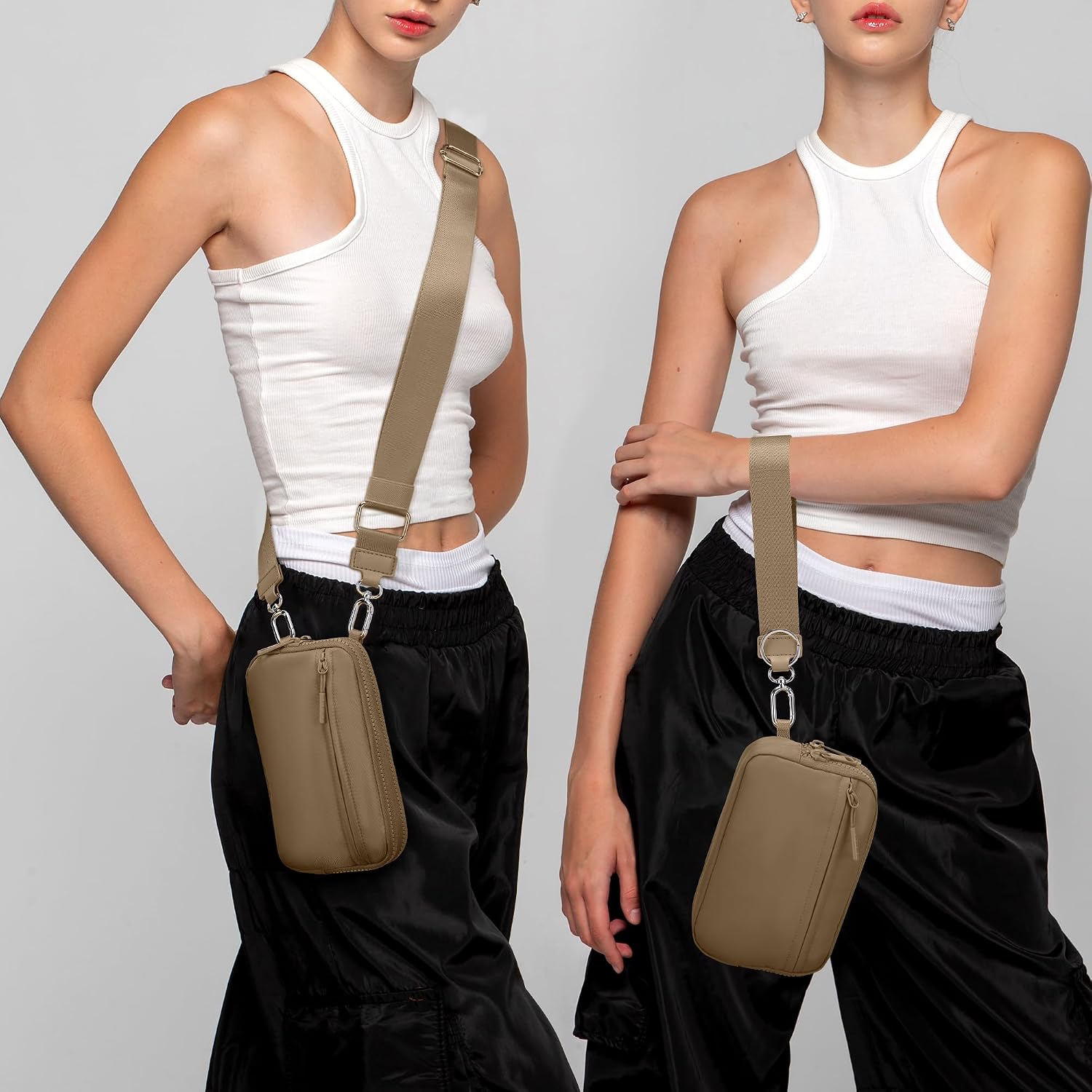FODOKO Wristlet wallets for Women RFID crossbody bags with 4 Zippers image 2