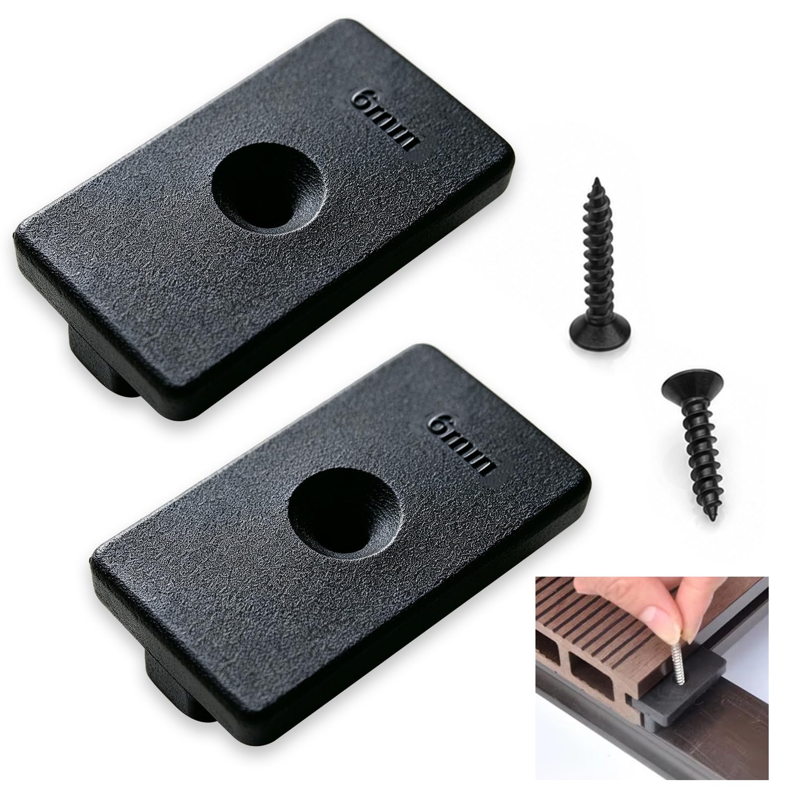 100 PCS Composite Decking Clips, 6mm Hidden Deck Fasteners with Screws