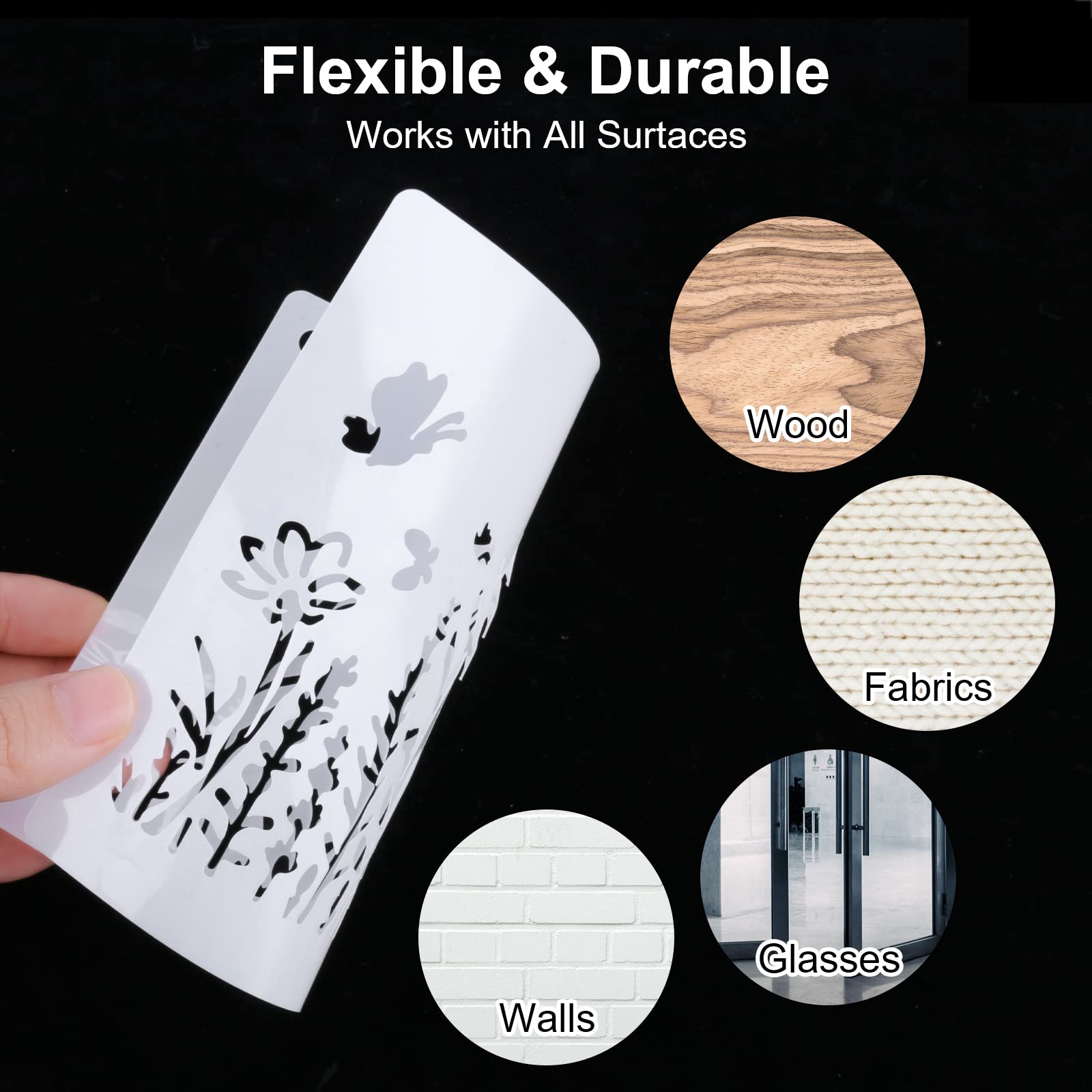Set Di 64 Stencil Per Pittura 7.6x7.6 Cm - Motivi Natura (fiori, Farfalle, Uccelli) In Plastica Riutilizzabile, Per Pareti, Tessuti, Progetti Creativi E Decorazioni