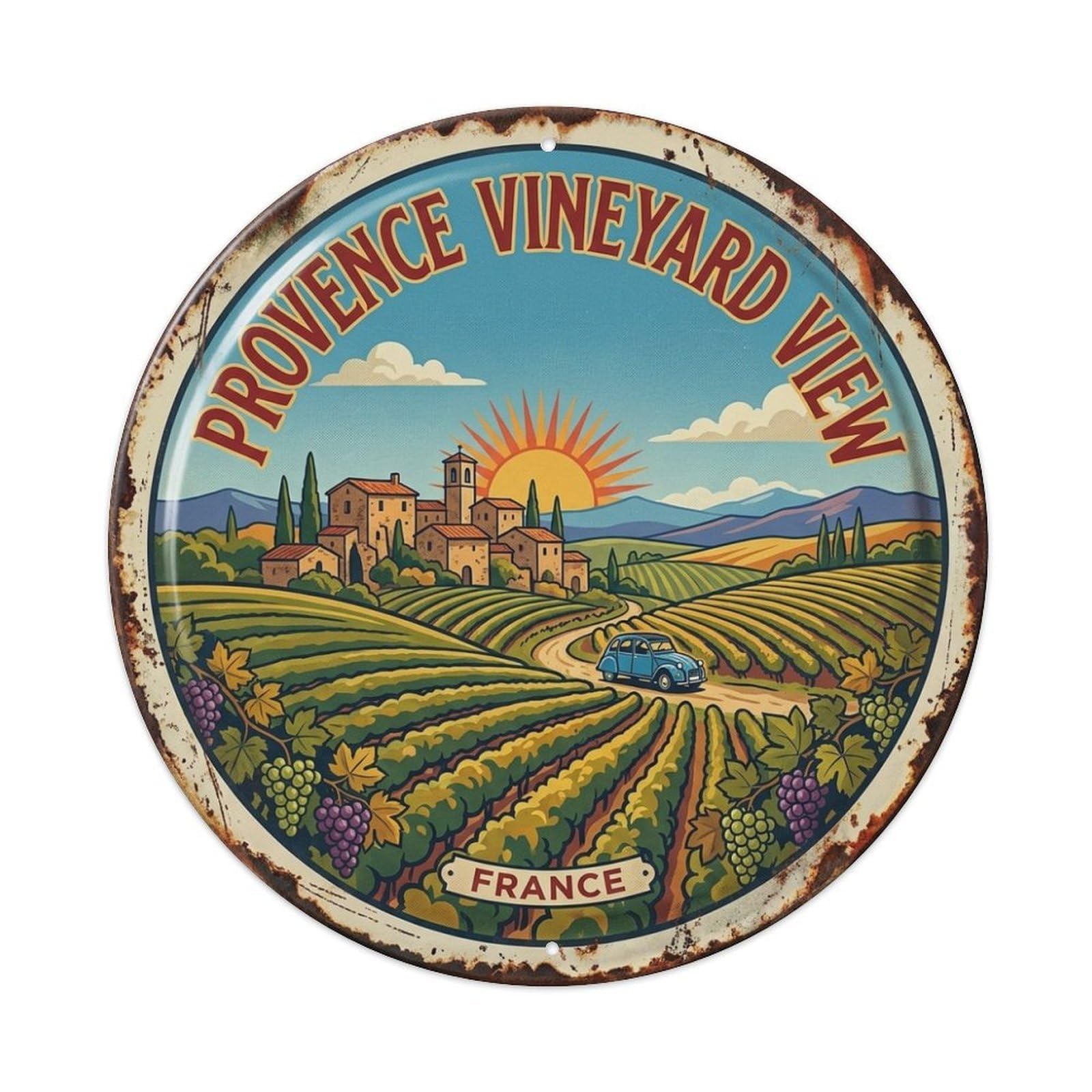 Countryside Travel Vineyard View Provence Country Metal Tin Sign