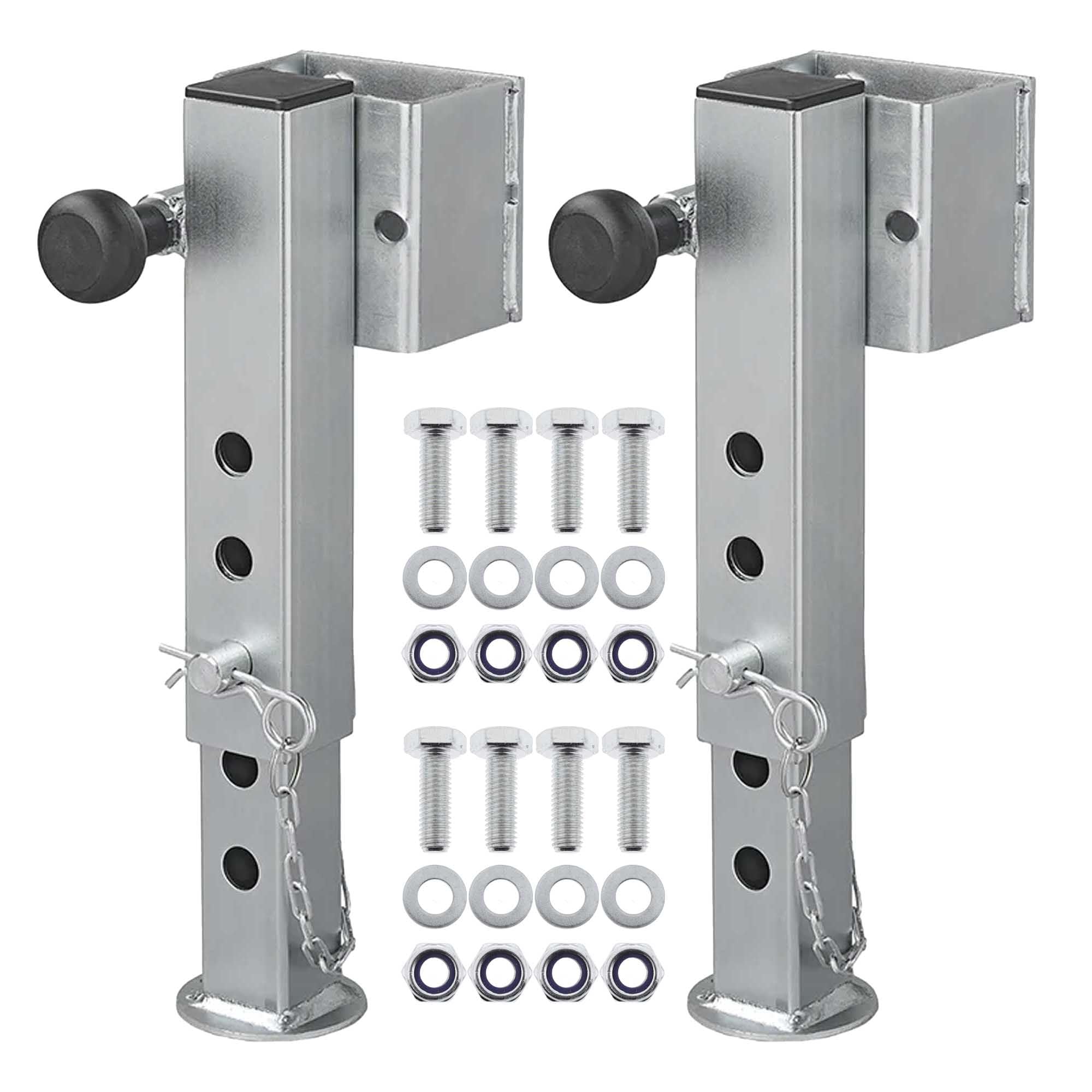 The Drive 2X Anhänger Abstellstützen 60x60mm klappbar 346-546mm je 1300 kg mit Schraubensatz | 200mm Hub | 5-Stufig | für Kipper, Hochlader etc.