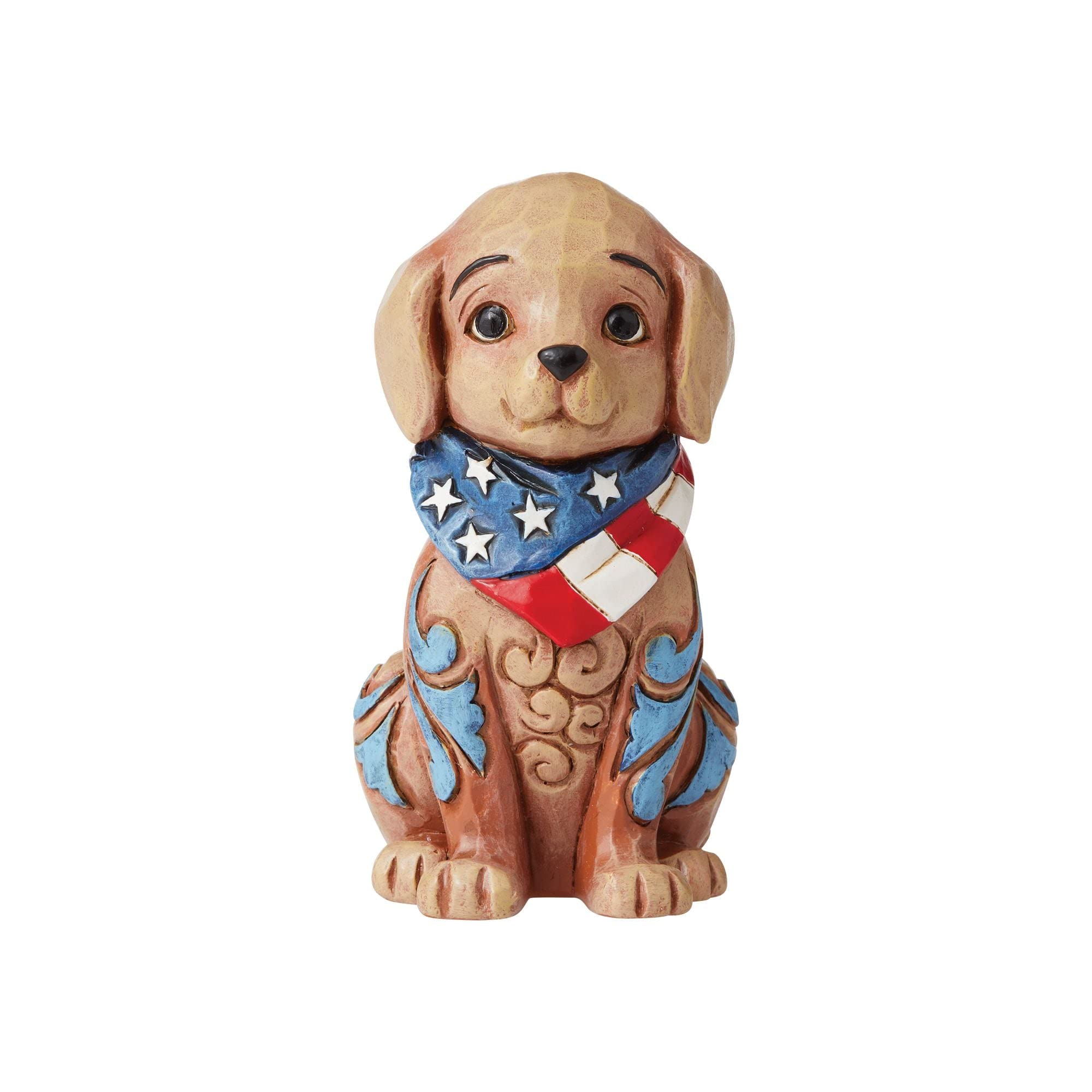 Jim Shore Heartwood Creek Patriotic Puppy Flag Bandana Miniature Figurine, 3.5 Inch, Multicolor