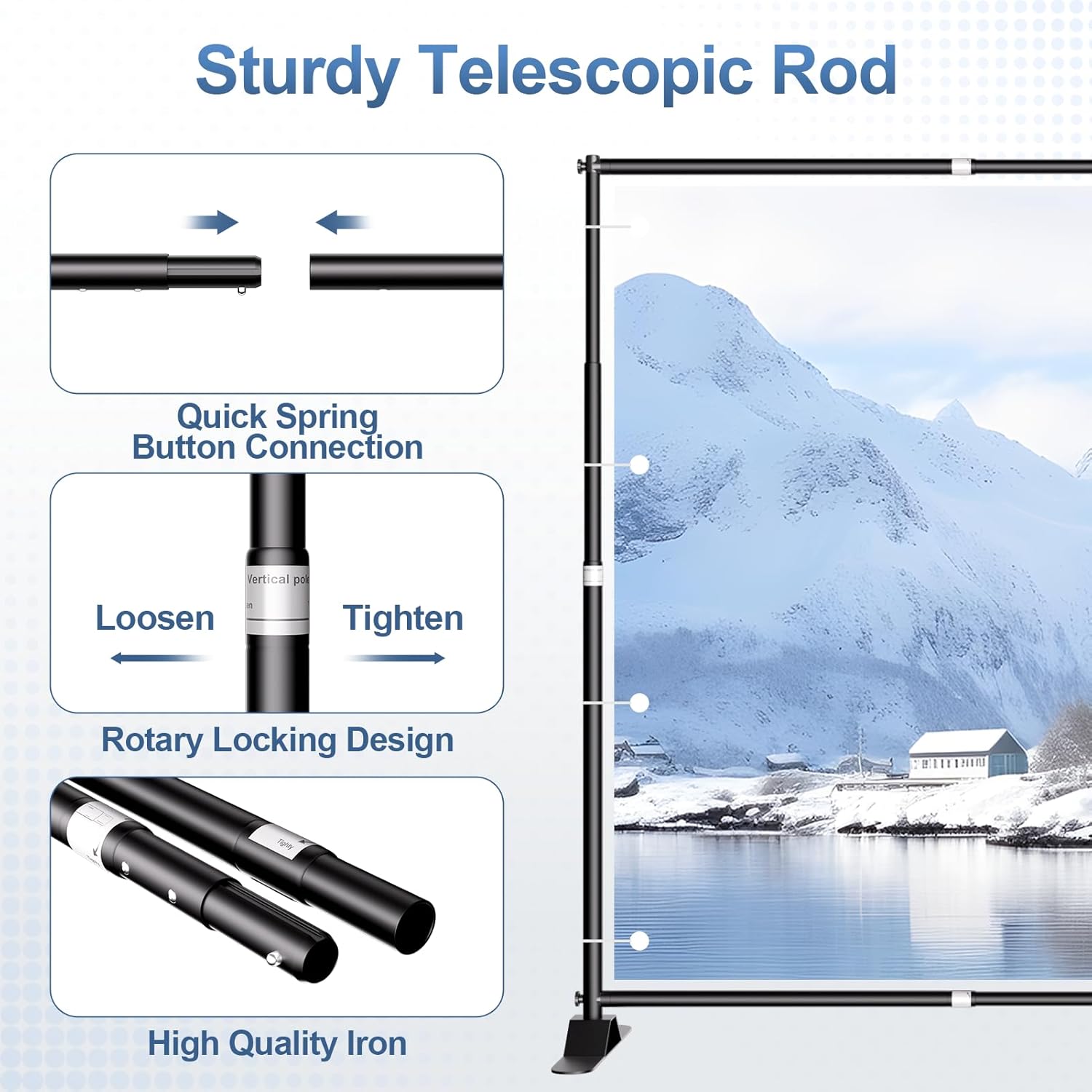 8 x 8FT Backdrop Banner Stand, Heavy Duty Adjustable Photo Background Support Frame Kit, Step and Repeat Stand for Photo Booth, Parties, Exhibition, Trade Show, Wedding