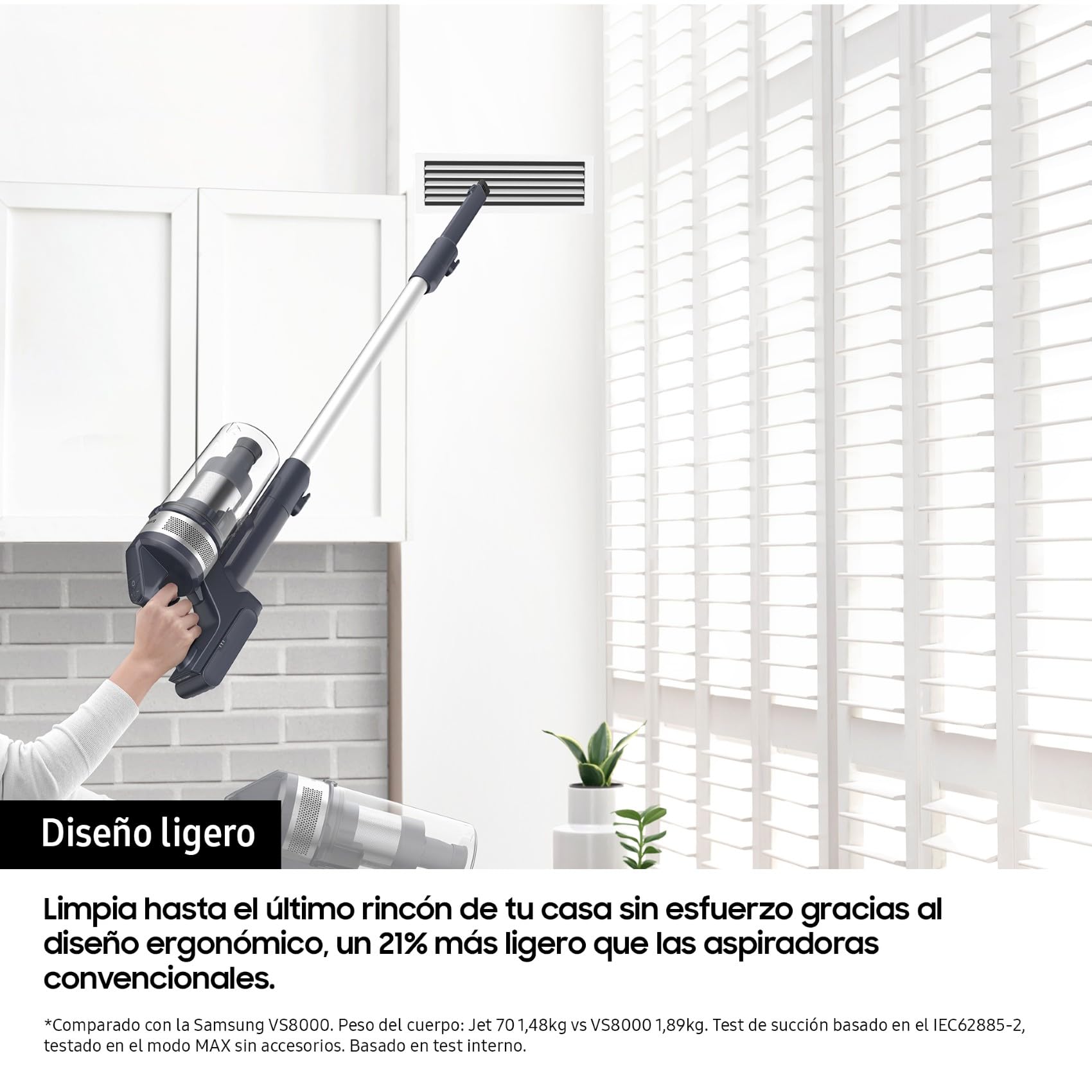 Samsung Aspiradora sin Cable Jet 75E Pet 200AW con Cepillo para Mascotas VS20B75AGR5/WA
