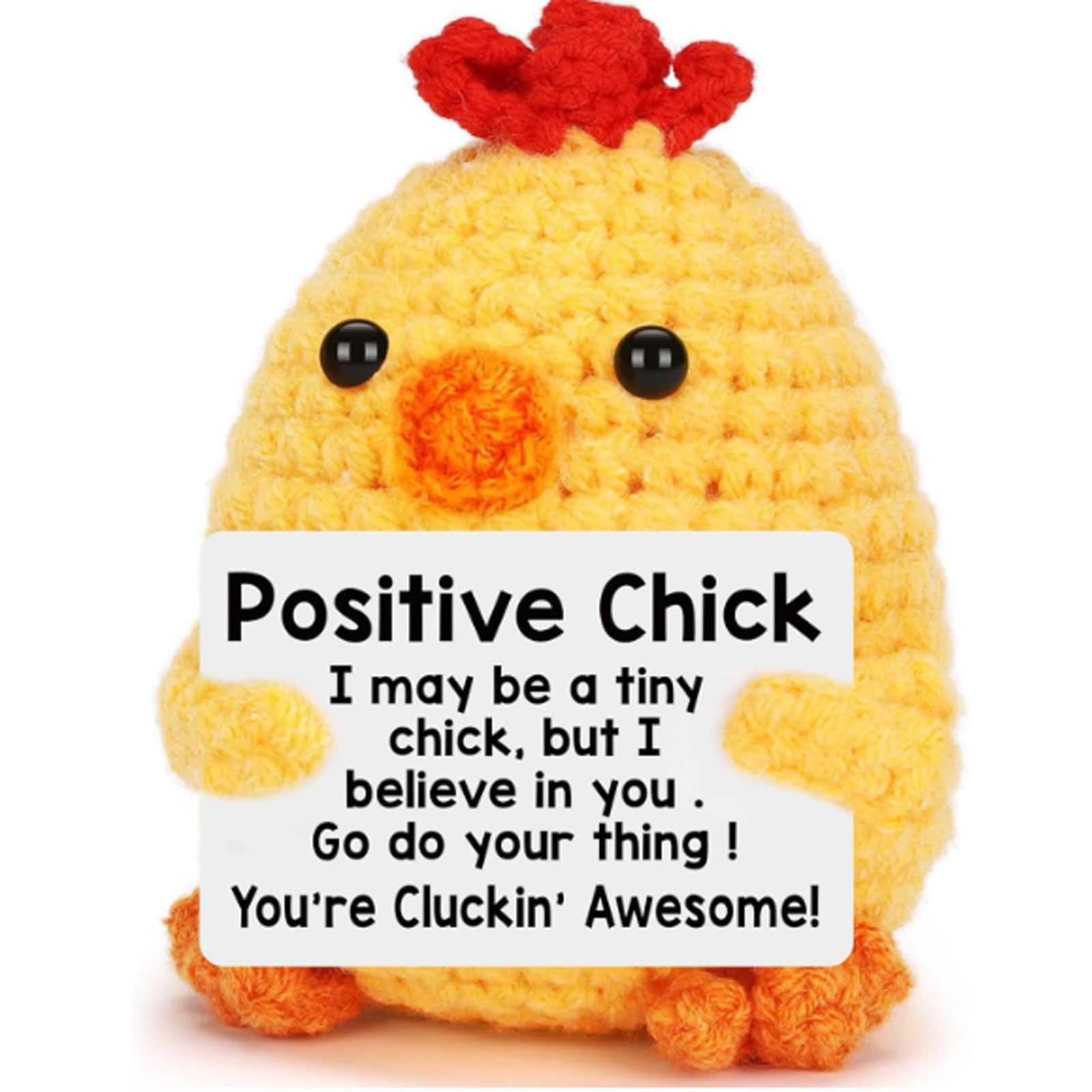 Easter Decorations Positive Crochet Animals Mini Chicken Emotional Plush Support Handmade Chick Easter Basket Essentials Stuffers Graduation Birthday Gifts for Women Men Cheer Up Support Gift Ideas