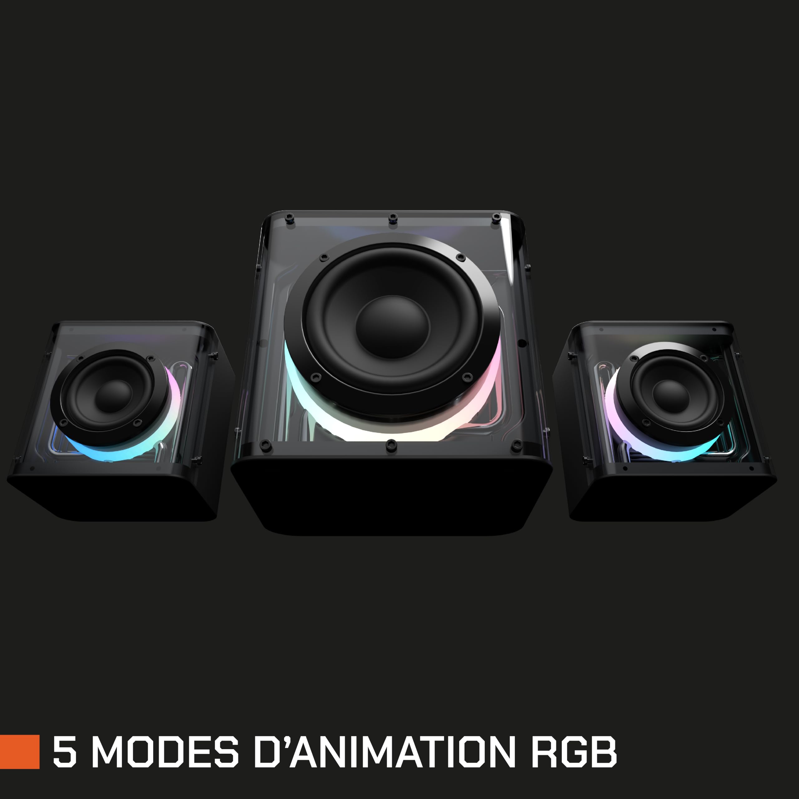 Nova Gaming GS305 SERPENTIS - Głośnik 2.1 Gaming RGB - Subwoofer basowy, Animacja RGB, porty jack 3,5 mm, USB i Micro-SD