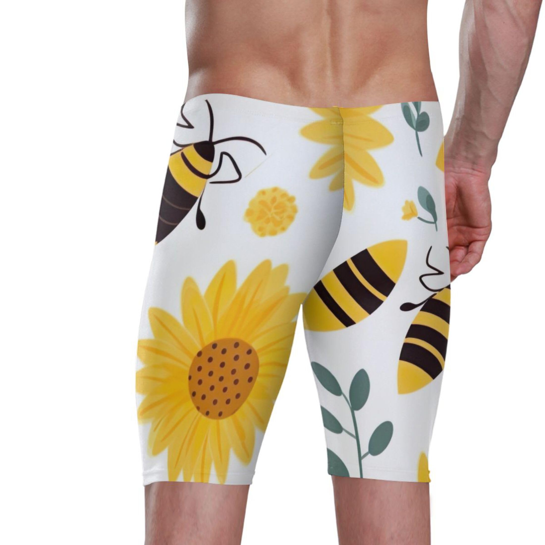 UMIRIKO Sunflower Bee Men's Swim Jammers Racing & Training Swimsuit Fast, Flexible,Comfortable XXXL B0401514, 3X-Large