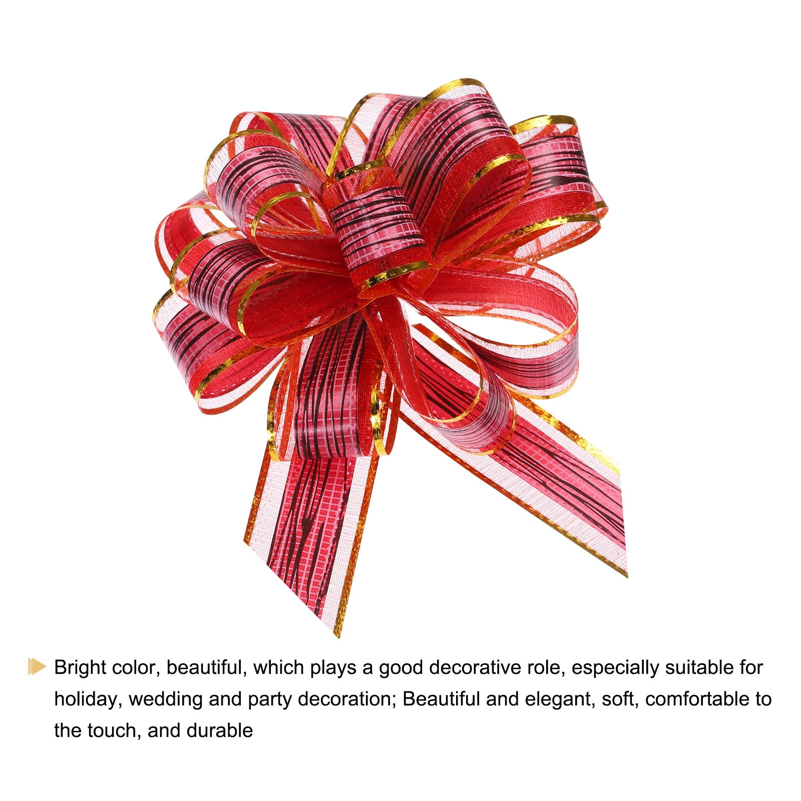 Uxcell 20pcs 6 Inch Large Pull Bow Gift Wrapping Bows Ribbon Organza Burgundy for Wedding Baskets Presents Christmas Party - Image 4