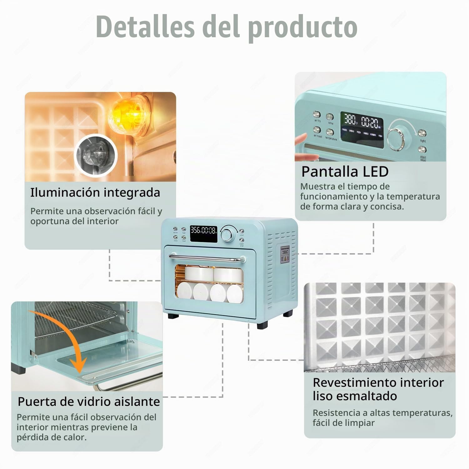 Horno de sublimación Azul, Pantalla Digital LED, Calentamiento rápido de 360°, para sublimación de Vasos, Tazas, Botellas de Agua y Transferencia a Granel 16L