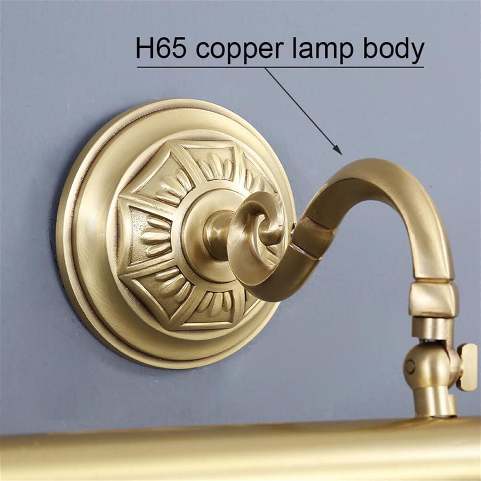Lampa przednia ze złotym lustrem, obrotowe oświetlenie LED, mosiężna oprawa łazienkowa, regulowany kinkiet wewnętrzny 3000K/4000K/6000K do sypialni przy łóżku, salon z lustrem (71cm)
