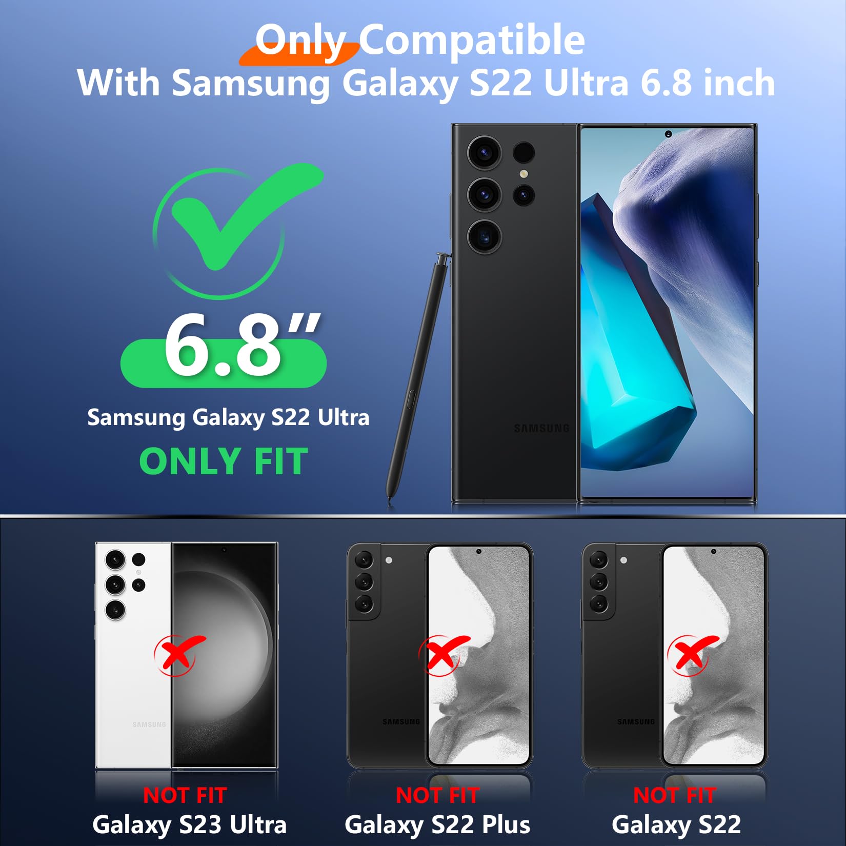 Custodia progettata per Samsung Galaxy S22 Ultra, cavalletto nascosto integrato, protezione contro le cadute di grado militare, non ingiallisce, custodia sottile e sottile per S22 Ultra
