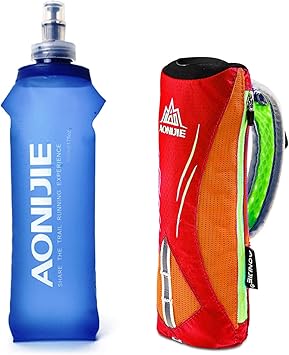 Amazon Co Jp Geila 手持ちウォーターボトル ランニング用 17オンス グリップハンドヘルドボトル ハンドストラップ付き 水分補給パック スポーツソフトフラスコ オレンジ シューズ バッグ