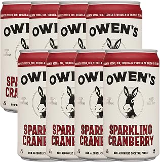 Owen’s Craft Mixers | Sparkling Cranberry 8 Pack | Handcrafted in the USA with Premium Ingredients | Vegan & Gluten-Free Soda Mocktail and Cocktail Mixer