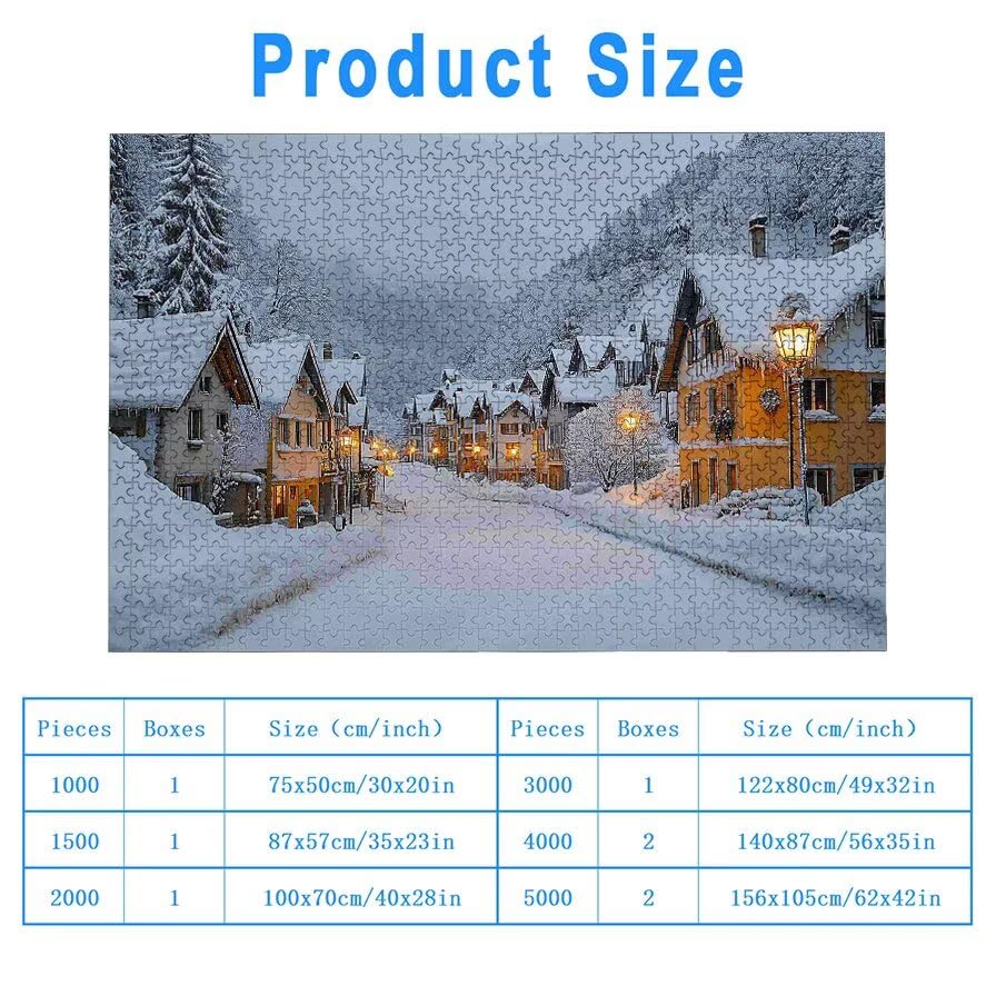 Zimowe puzzle 5000 elementów, drewniane puzzle świąteczne dla dorosłych, rozmiar: 156 x 105 cm, 5000 sztuk puzzle dla dorosłych, rodzinne gry edukacyjne, puzzle na prezent dla kobiet, wystrój domu