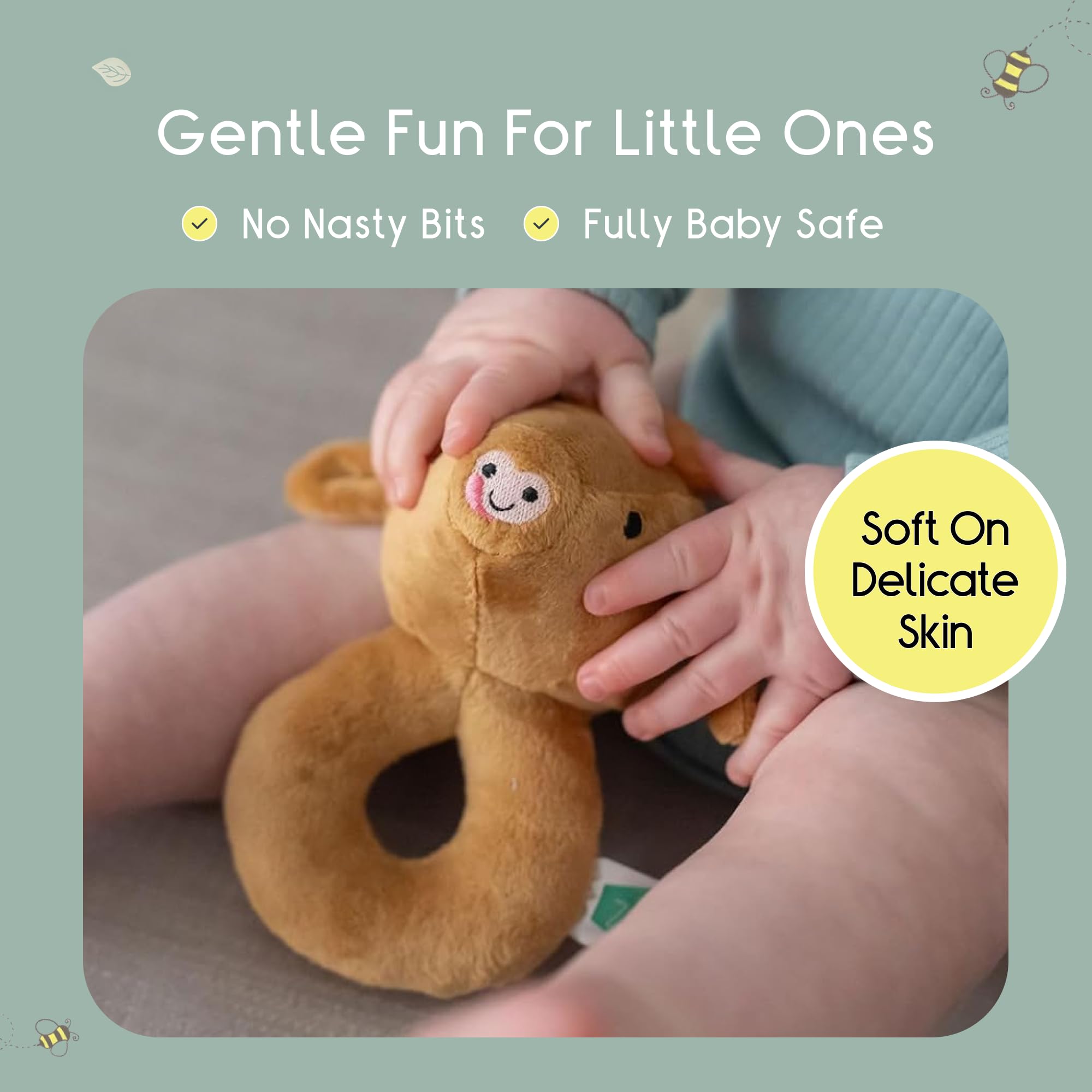 Ziggle Soft Plush Baby Rattle Toy | Newborn Sensory & Cuddly Gift | Highland Cow - Image 2