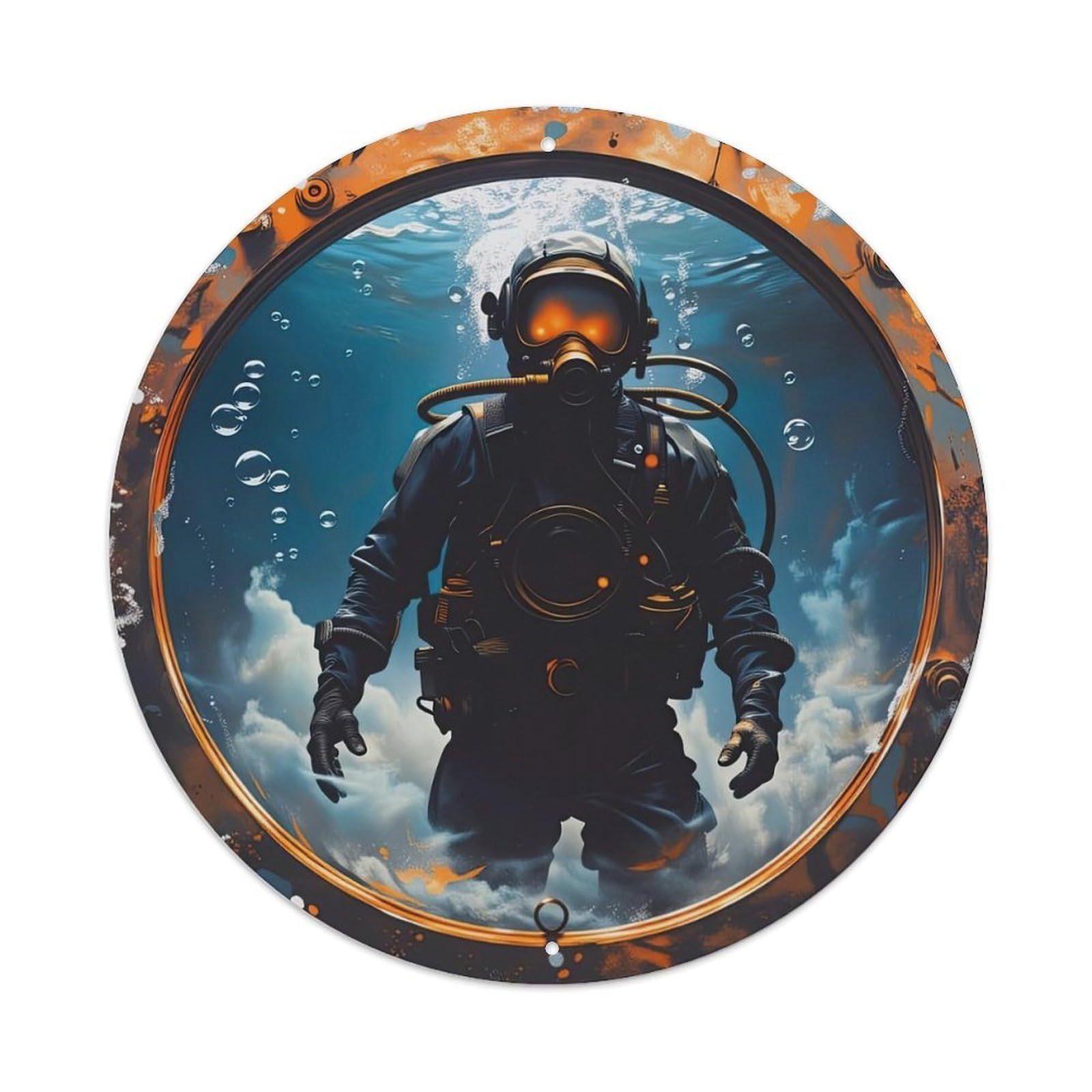 Underwater Diver In Space Suit Metal Tin Sign
