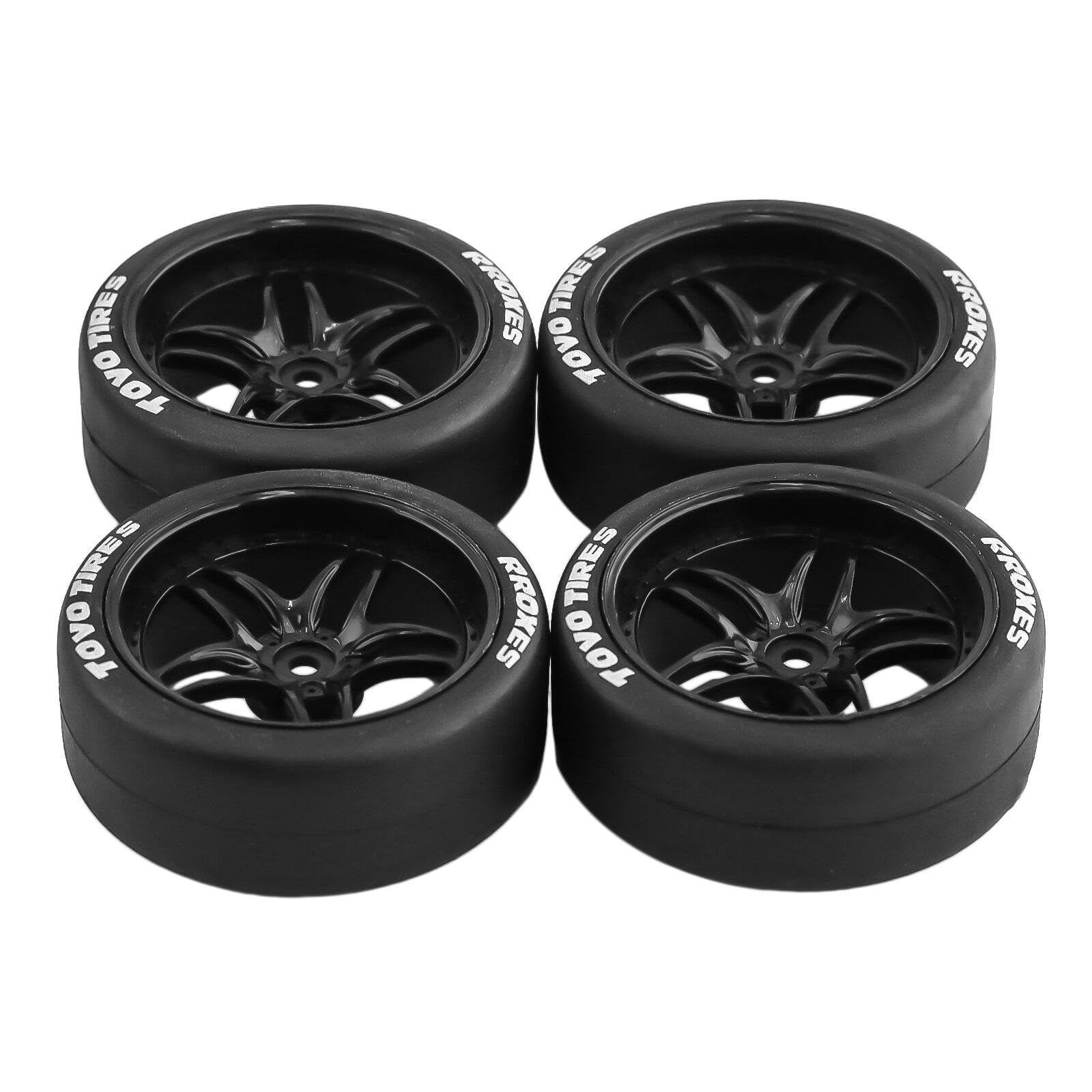 Harilla 4 Stück RC Auto Gummi Reifen, Gummi-Driftreifen, 12 mm Nabe Ersatzteile Verschleißfest Langlebig für XV01 1:10 RC Elektrische Touren Auto Ersetzt Reparatur zubehör, Schwarz
