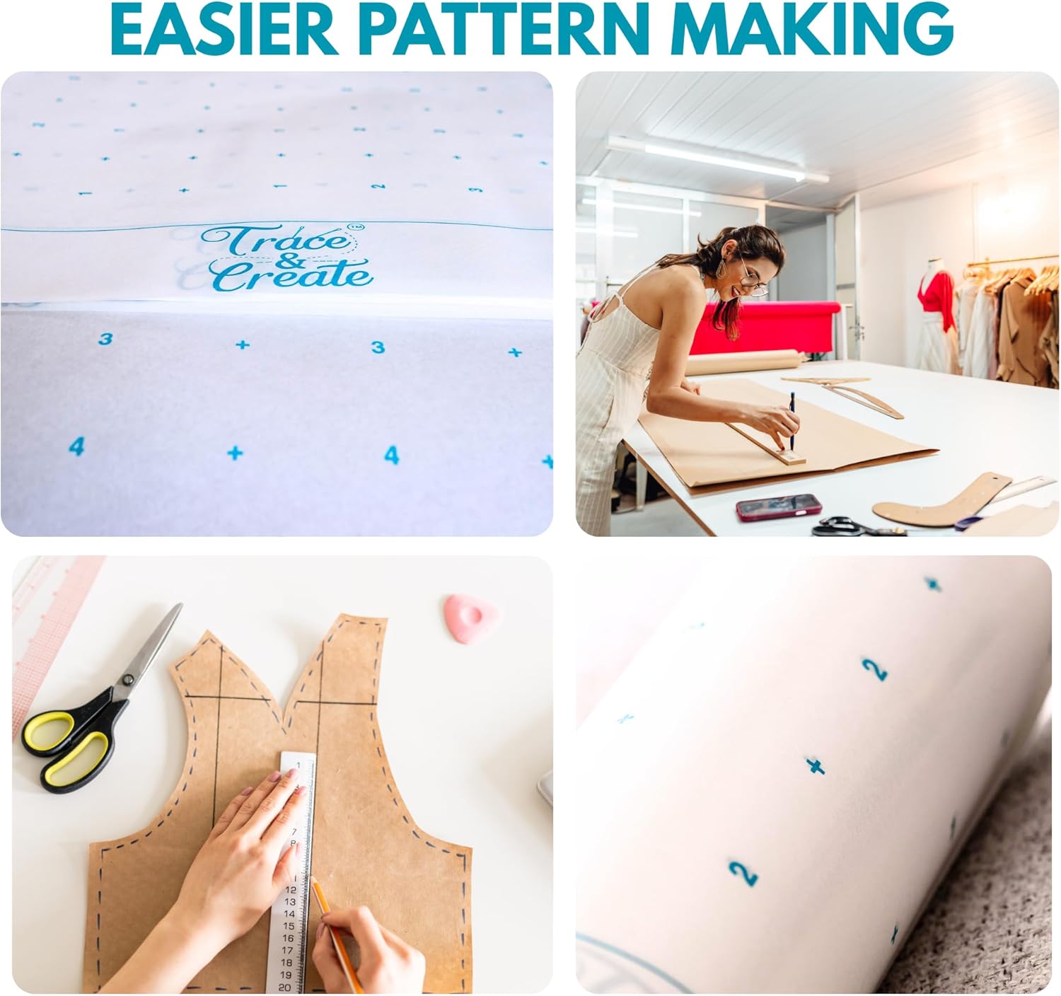 Pattern Paper for Fashion Design – 40 inches by 10 Yards – Alpha Numeric Dotted Tracing Paper – Translucent, Durable Marking Paper for Sewing & Pattern Drafting