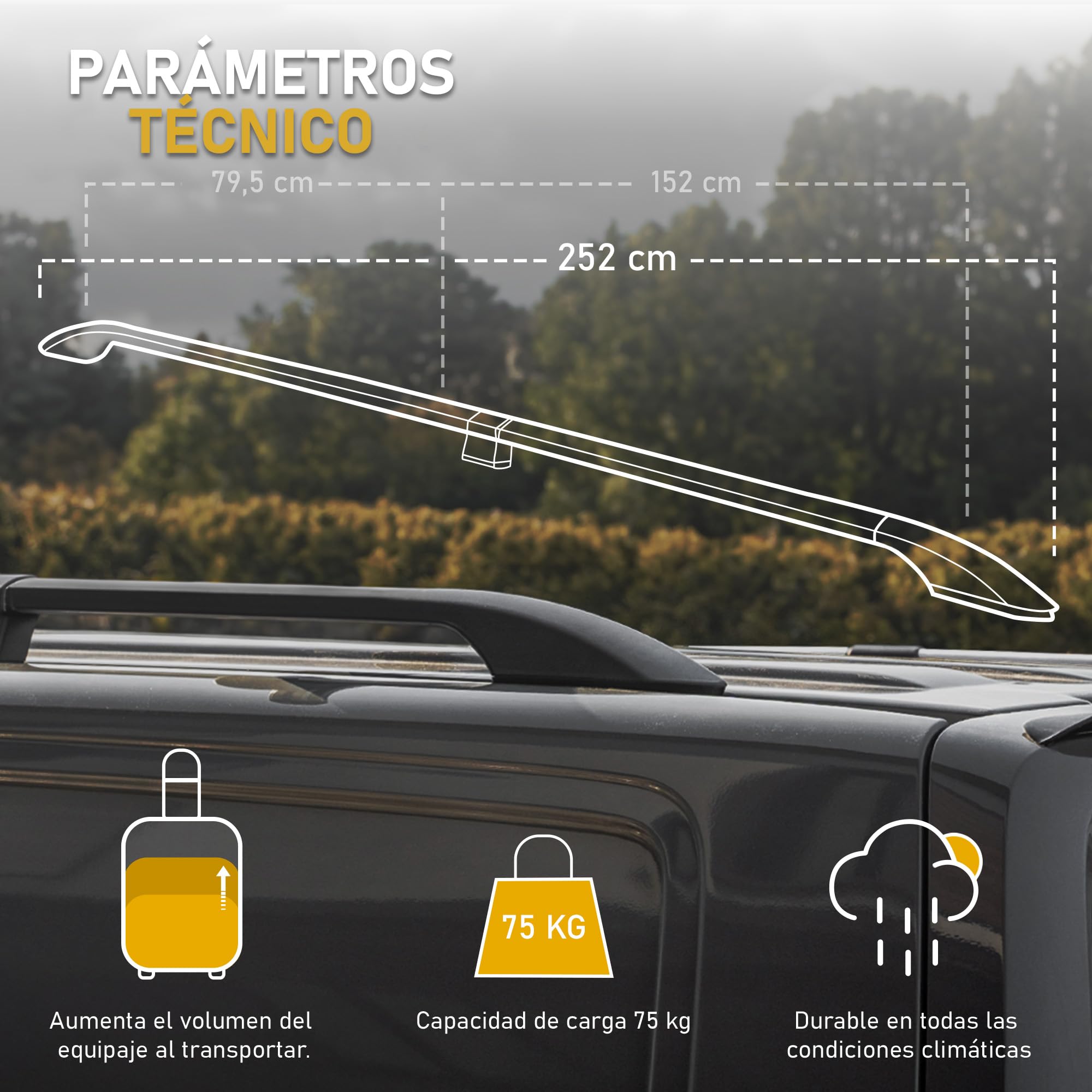 CHROMEMASTER | Compatible con Opel Vivaro 3 Short L1 2014-2019 | Barras Portaequipajes, Rieles de Techo; Se Utilizan para el Montaje de Portaequipajes de Techo, Cajas de Techo o Portabicicletas