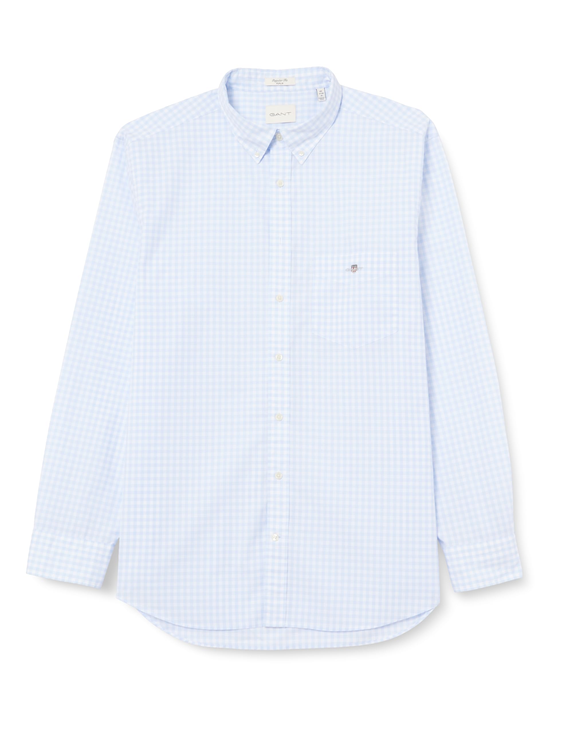 Gant Men's Blue Regular Fit Classic Gingham Poplin Shirt - Light - 4XL