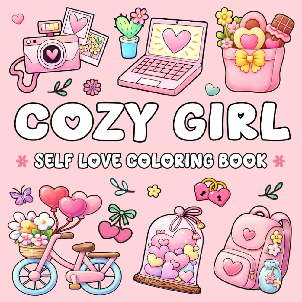 Cozy Girl Self Love: Bold and Easy Coloring Book for Adults and Teens for Relaxation