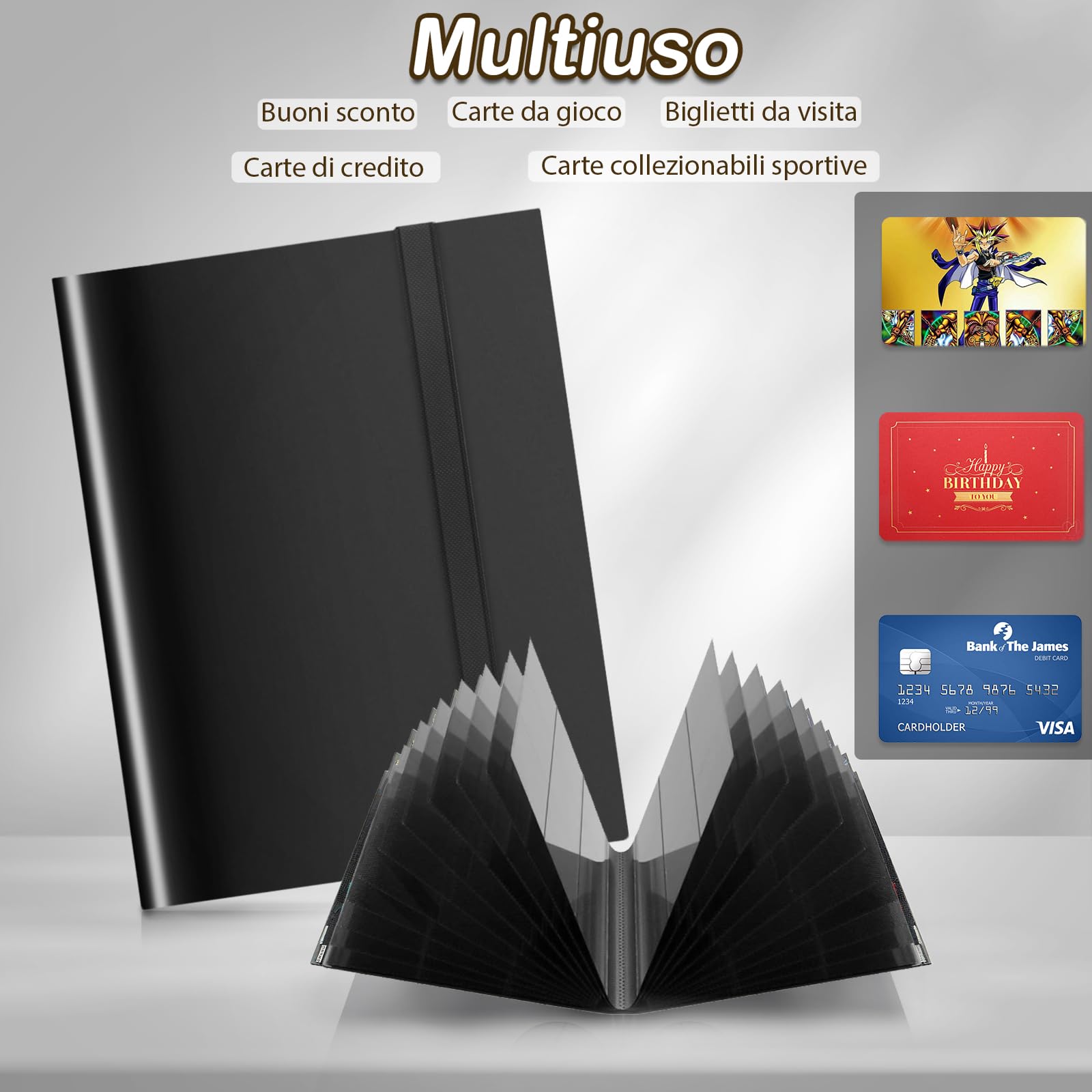 Album per Carte Collezionabili con Chiusura Lampo, 55 Pagine, 440 Carte
