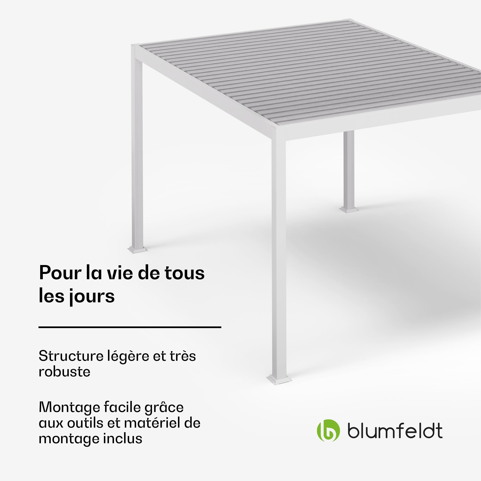 Blumfeldt Tonnelle de Jardin 3x4m, Pergola Bioclimatique avec Toit à Lamelles Réglable, Cadre en Aluminium, Résistant aux Intempéries, Blanc, Facile à Assembler