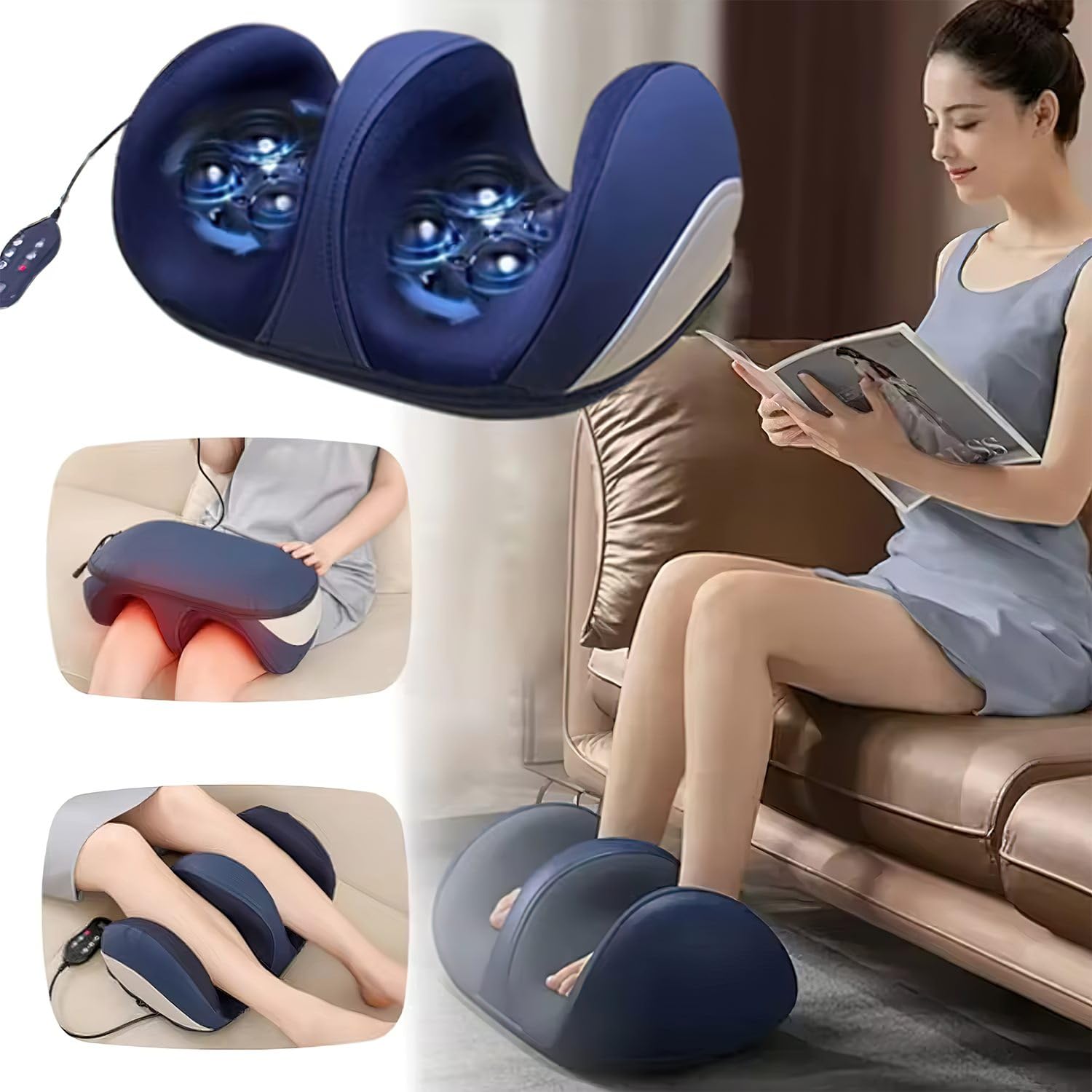 Masseur de pieds Shiatsu avec chaleur, masseur de pieds avec rouleaux de massage pour massage des tissus profonds, masseur de jambes pour pied, mollet, cheville, détendre les muscles et améliorer la