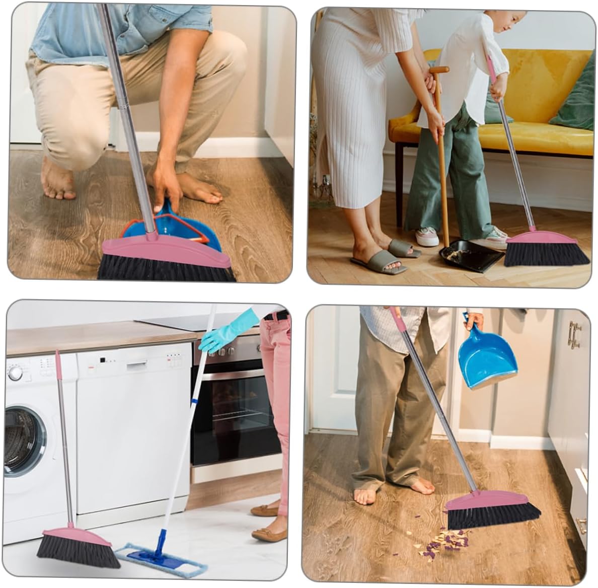 SOLUSTRE 2pcs Heavy Duty Broom Handle Broom for Home Cleaning Standing Dustpan Included Easy to Store