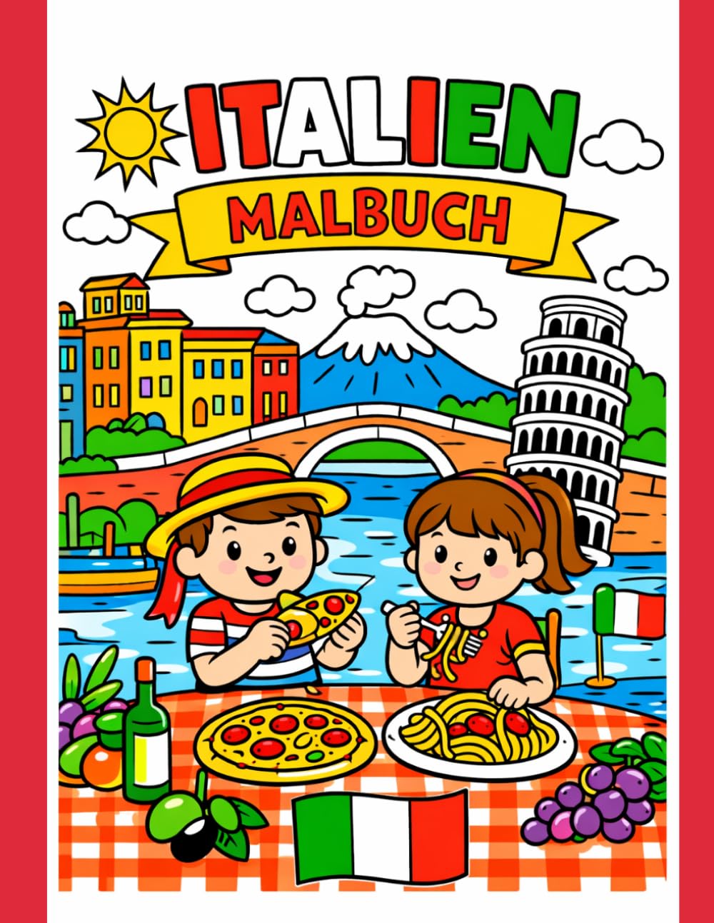 Malbuch Italien: für Kinder von 4 - 8 Jahren, tolle Urlaubsmotive