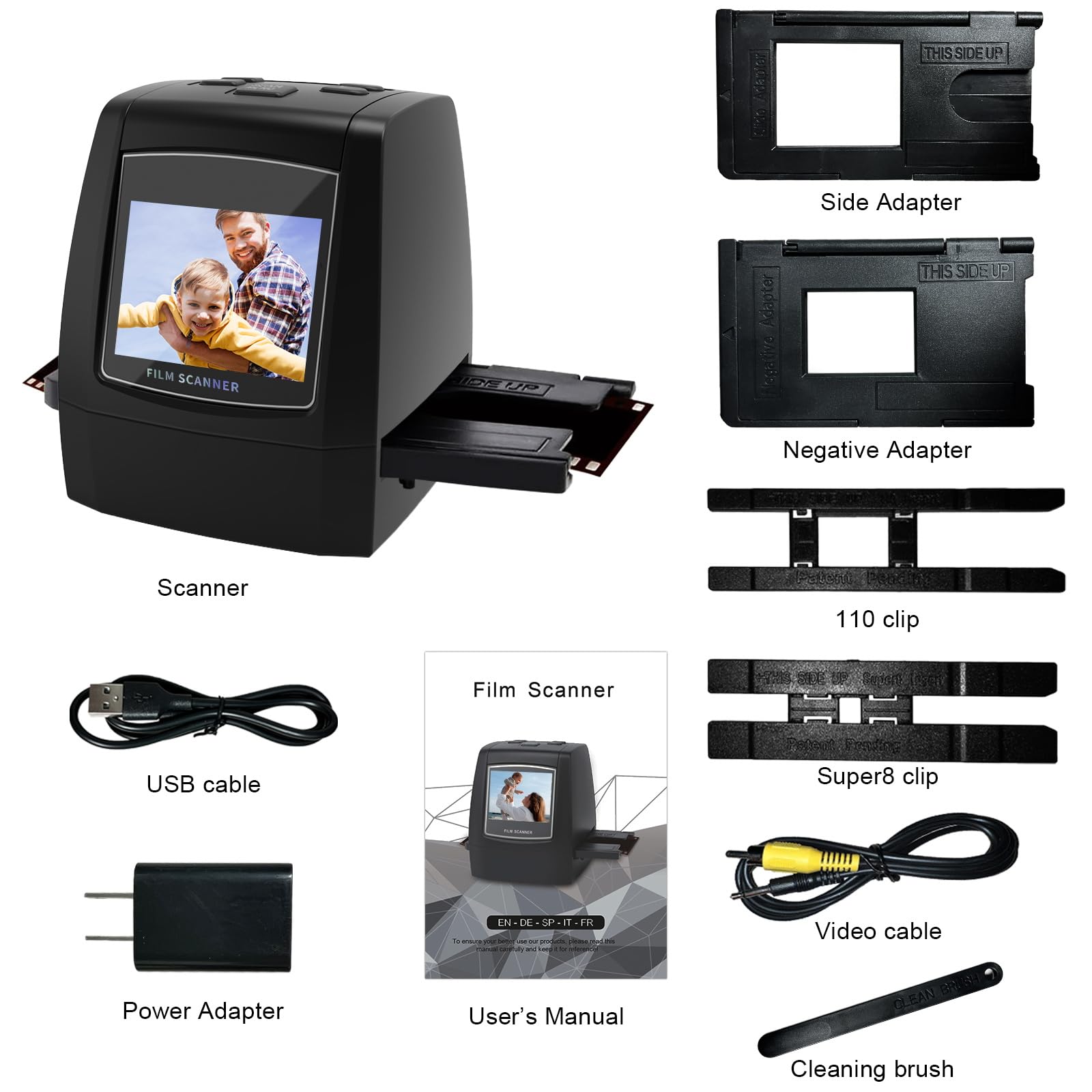 Scanner de Films numériques - Scanner de Diapositives autonomes et de négatifs - Convertit Les négatifs et Les Diapositives de 35 mm, 126, 110, Super 8 et 8 mm en Images JPEG - Écran LCD 2,4"