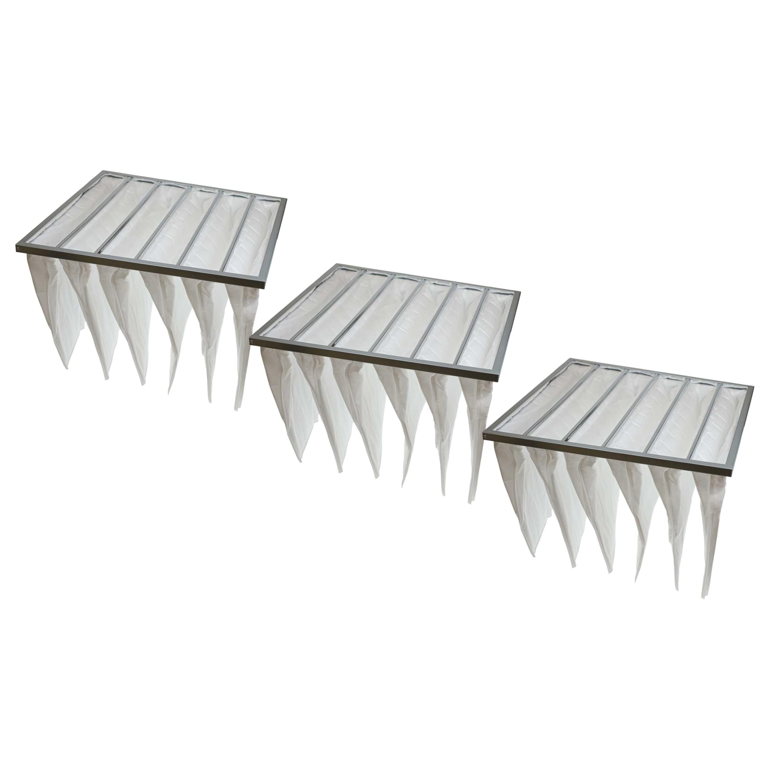 vhbw 3x Filtros de bolsa para sistemas aire acondicionado y ventilación | Filtro G4, 59,2 x 59,2 x 36 cm, blanco