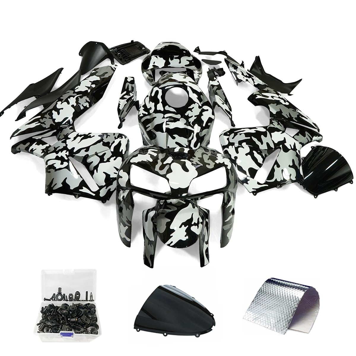 Complete Motorcycle Fairing Kit For Honda CBR600RR F5 2005-2006 - Black Orange Flame Design